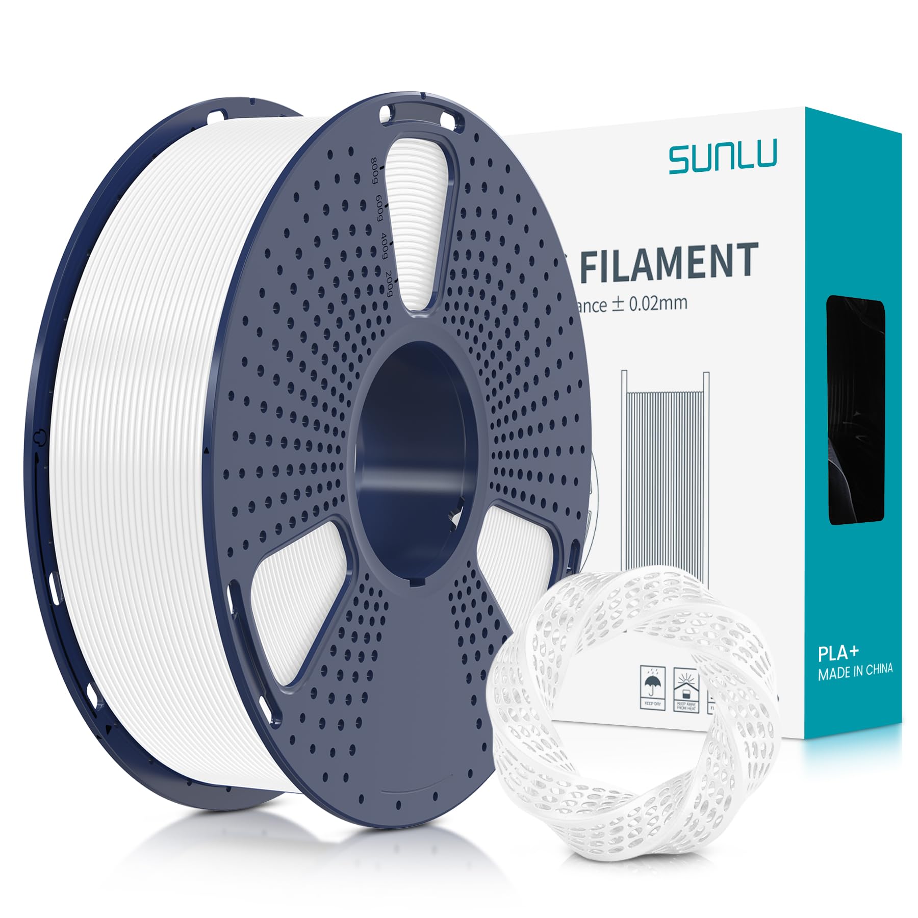 SUNLU PLA+ Filament 1.75mm, Stärker belastbar, Neatly Wound, 1KG 3D Druck PLA+ Filament, Weiß 1000g-Weiß 1KG 🌟🖨️ Angebot bei HelloDeals