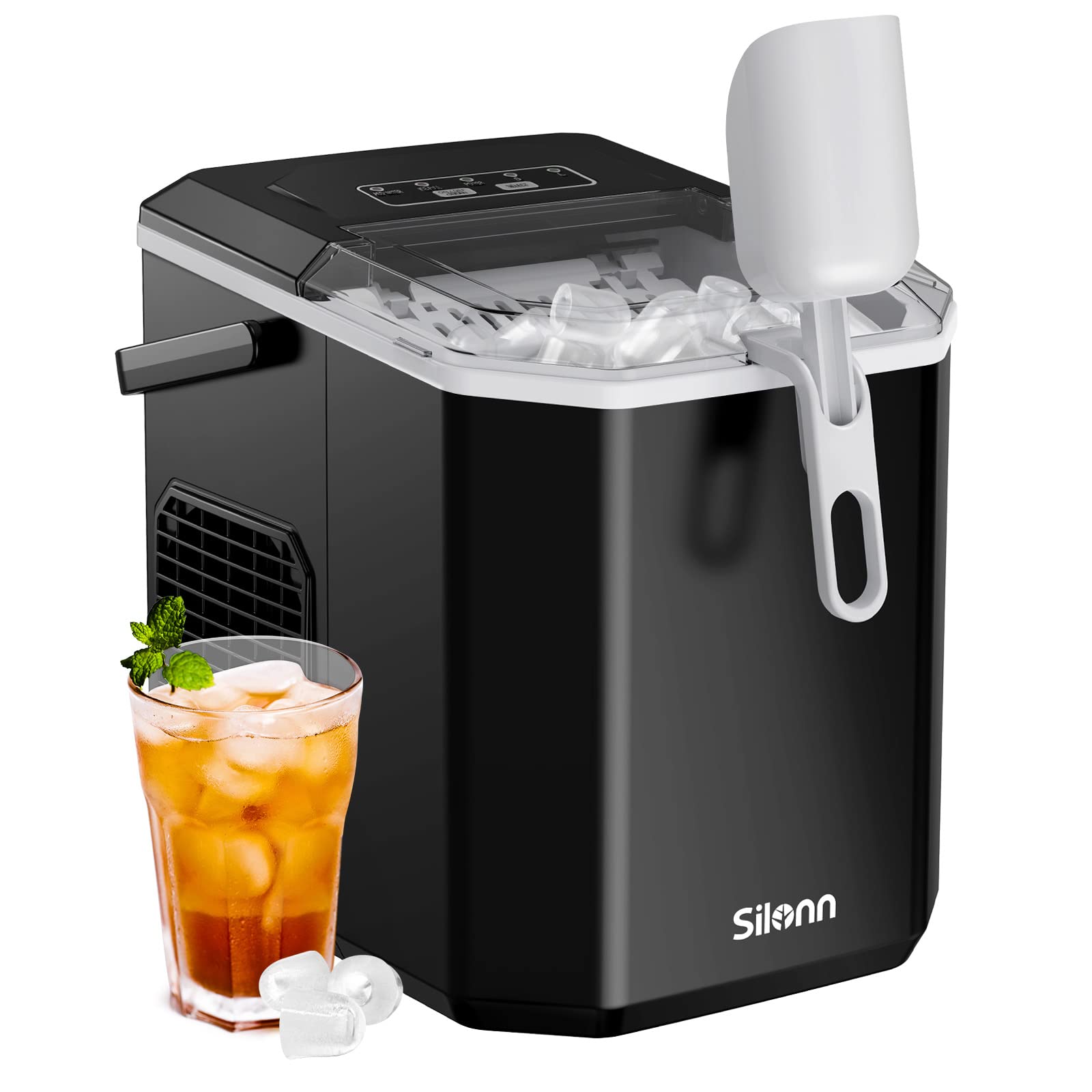 🌬️🧊 Silonn Mini Eiswürfelmaschine Schwarz 1.2 L - Selbstreinigend & Tragbar Angebot bei HelloDeals