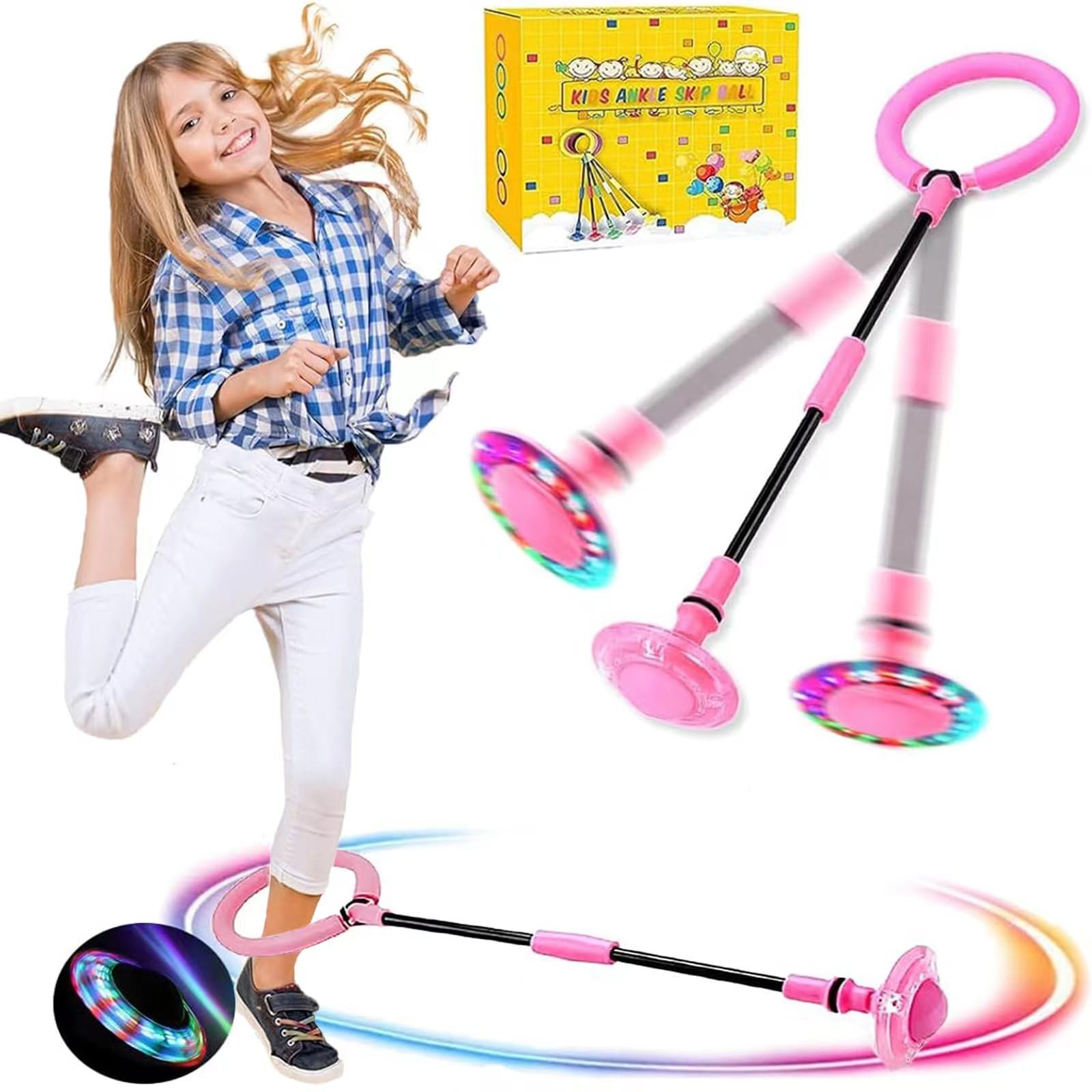 🌟 Q-WOOFF Kinder Blinkender Springring, Sport Sprungball - Flash Jumping Ball Angebot bei HelloDeals