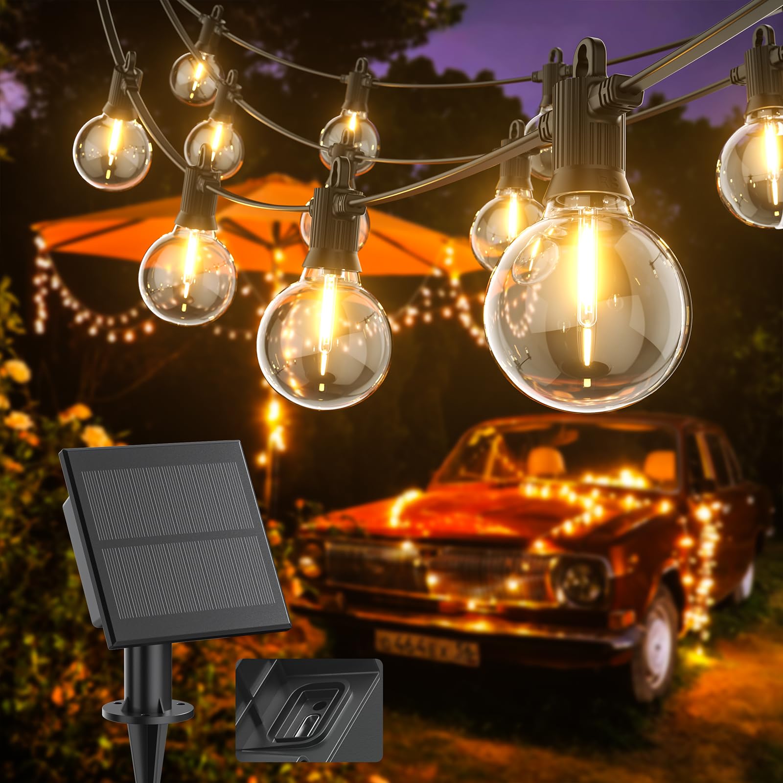 🌞 Kawaya Solar Lichterkette Außen 10M LED Lichterkette Aussen Solar Wiederaufladbar 5 Lichtmodi IP65 Wasserdicht mit G40 15+1 Glühbirnen Warmweiß Outdoor Balkon Lichterkette für Garten Terrasse 2# Solar 9.5M Angebot bei HelloDeals