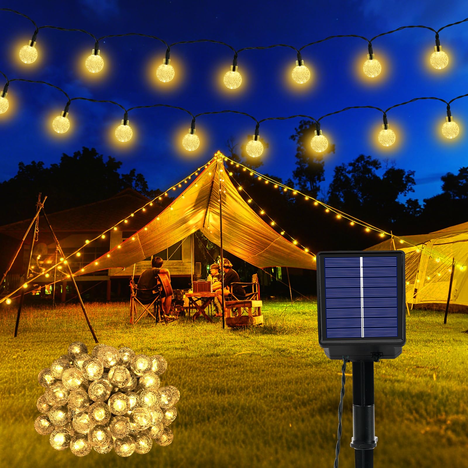 🌟 Lichterkette Außen Solar Wetterfest, 60 LED Warmweiß 3M + 10,2M 8 Modi IP65 Angebot bei HelloDeals
