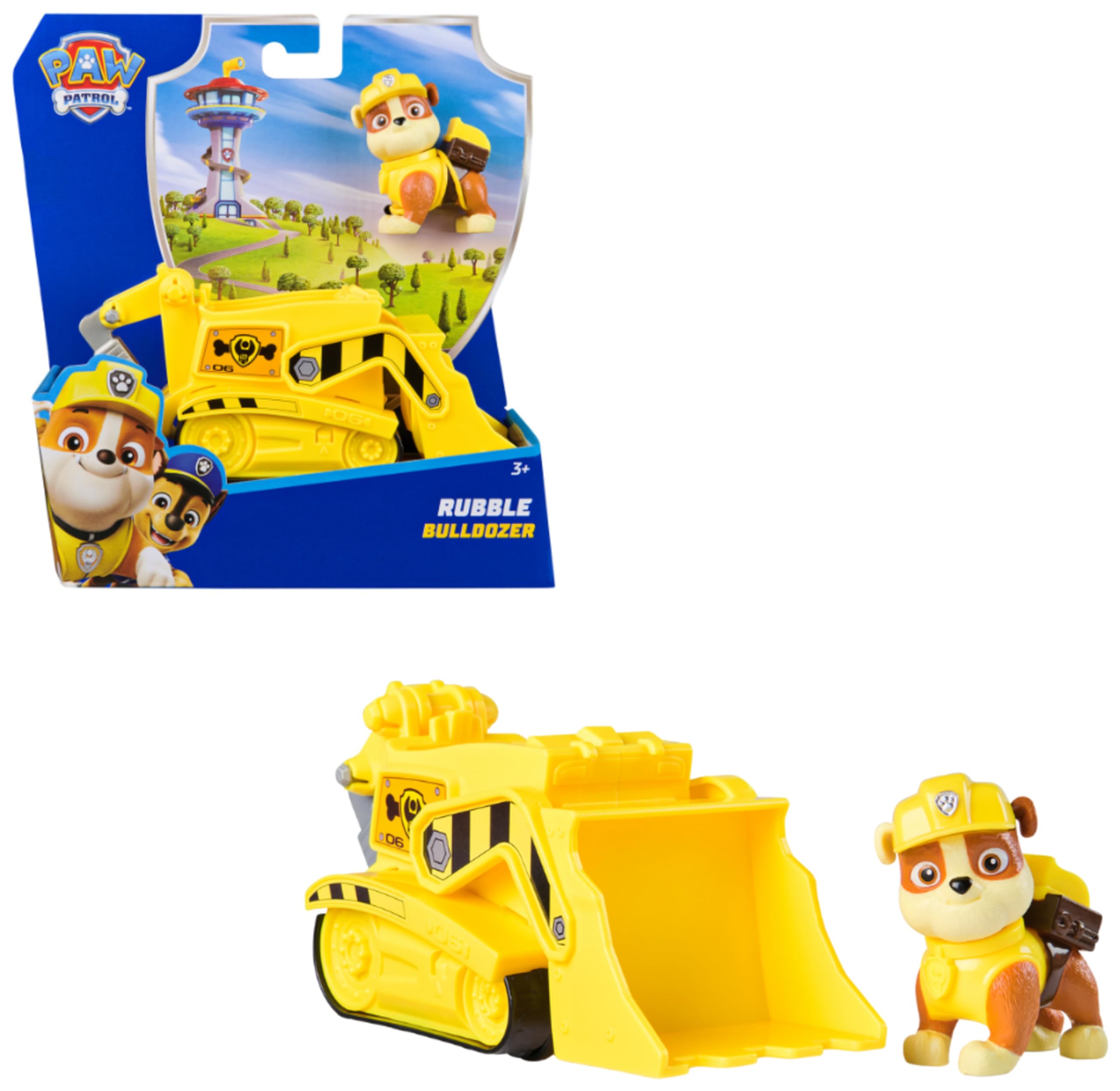 PAW PATROL Baufahrzeug mit Rubble Spielfigur (Basis Fahrzeug 2025) 🐶🚜 Angebot bei HelloDeals