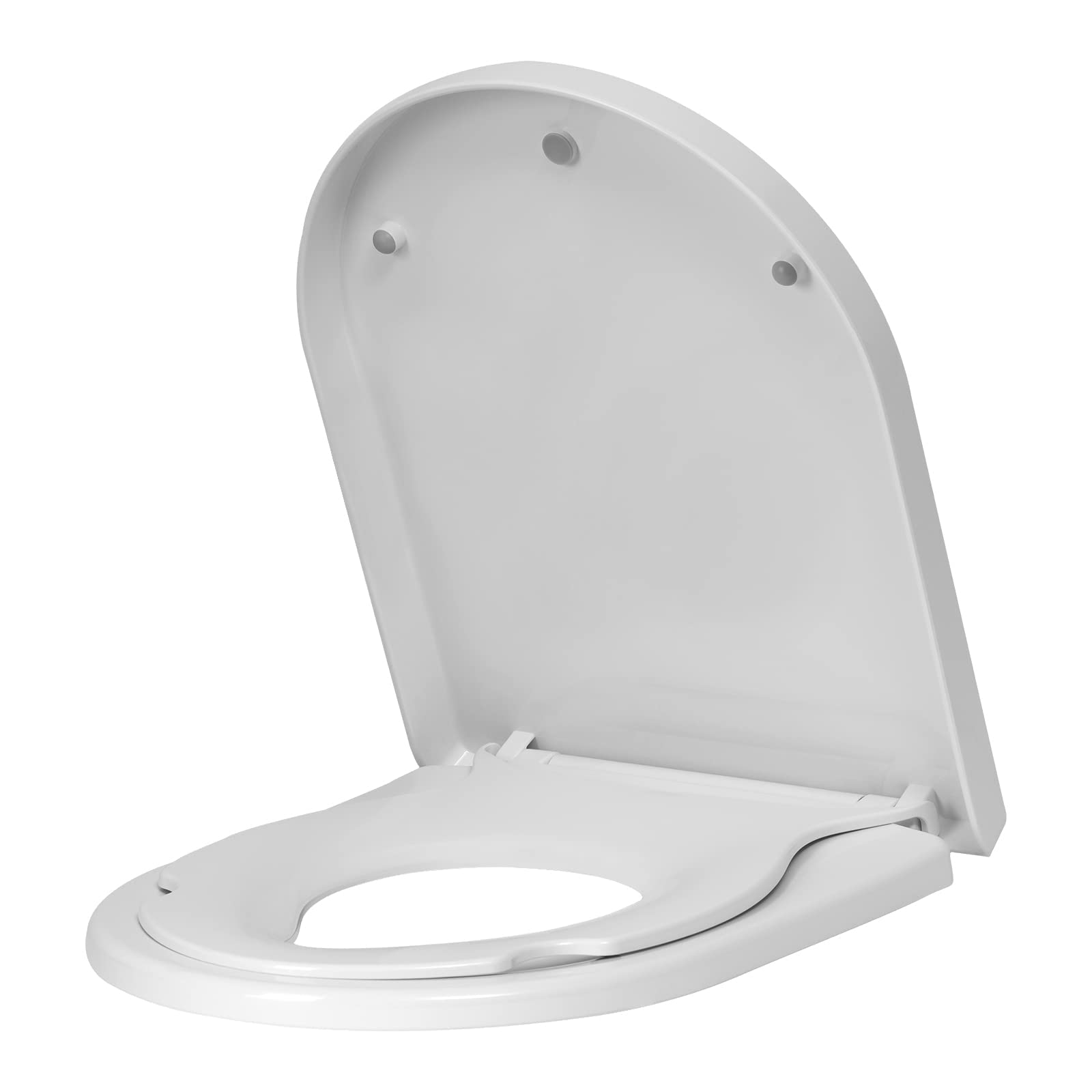 🚽👶 WOLTU Toilettendeckel mit Kindersitz, WC-Sitz mit Absenkautomatik für Familie, Klodeckel mit Ein-Knopf-Freigabe, antibakterielle Klobrille in D-Form Hell Weiss Angebot bei HelloDeals