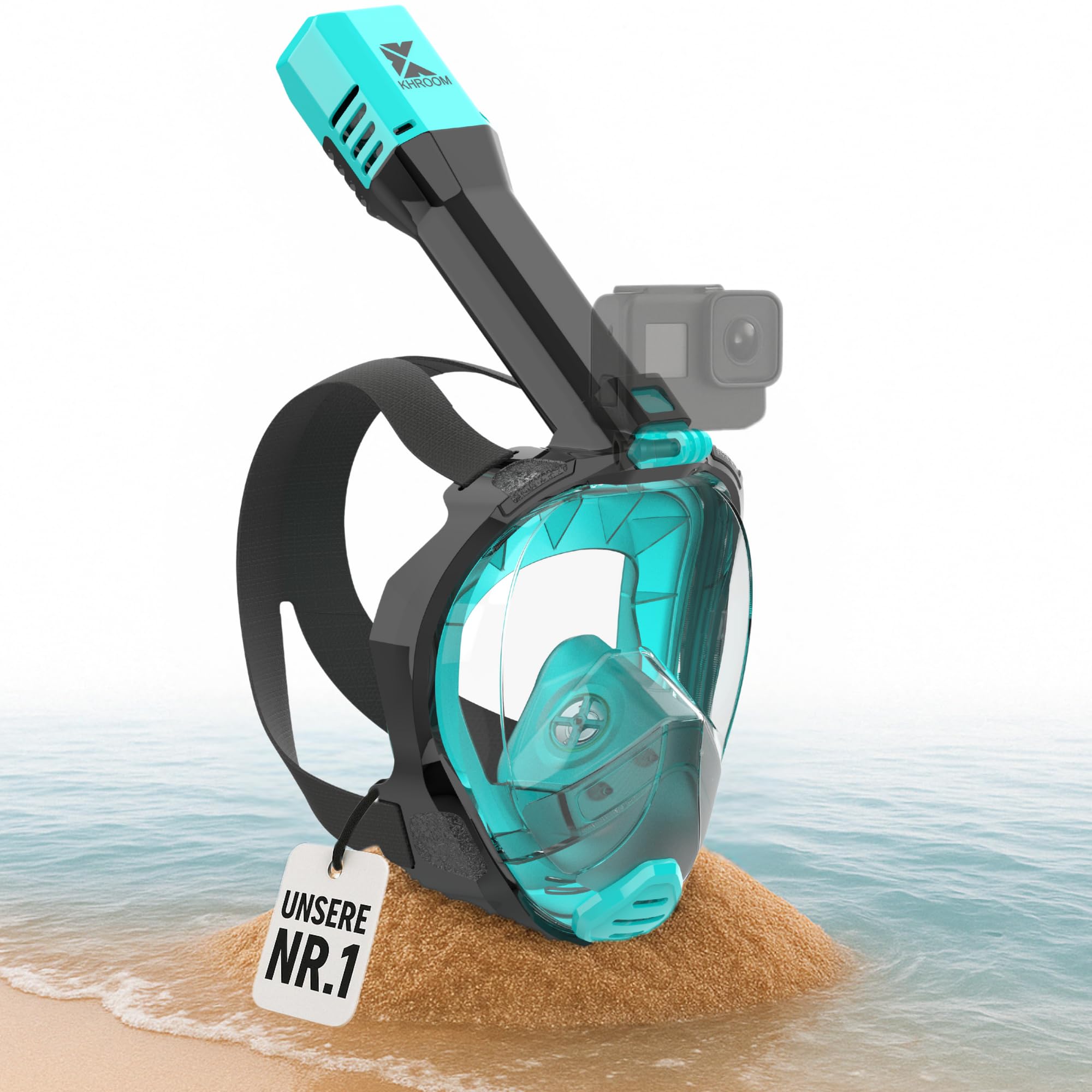 🌊🤿 Khroom Schnorchelmaske Erwachsene Vollmaske | In Höhle der Löwen vorgestellt | Unsere Beste CO2 sichere Tauchermaske Seaview Pro zum Schnorcheln | Vollgesichtsmaske Schnorchelmaske ab 1.70m (L-XL) Türkis Angebot bei HelloDeals