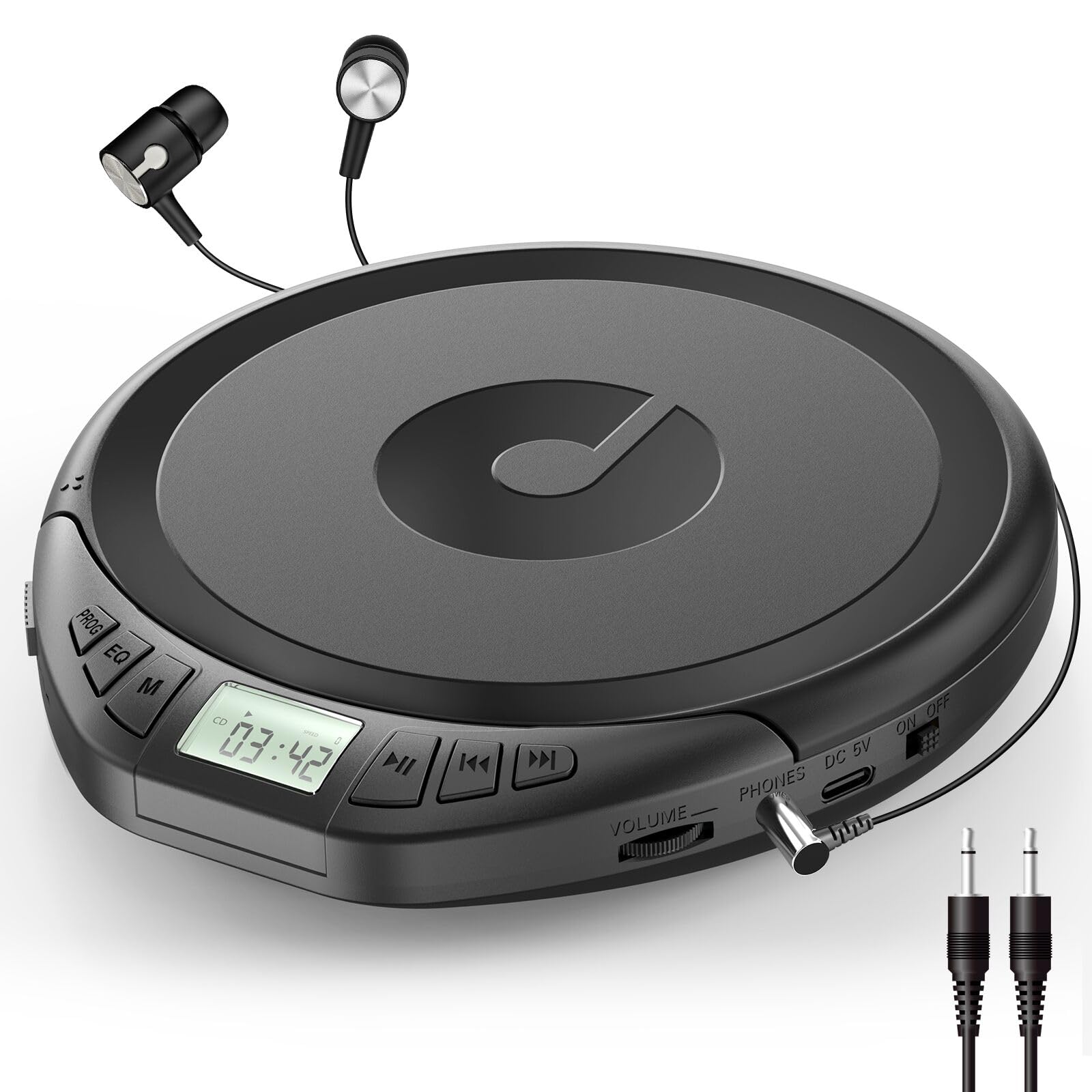 🎵 Gueray CD Spieler Tragbarer CD-Player 🎧 Schwarz Angebot bei HelloDeals
