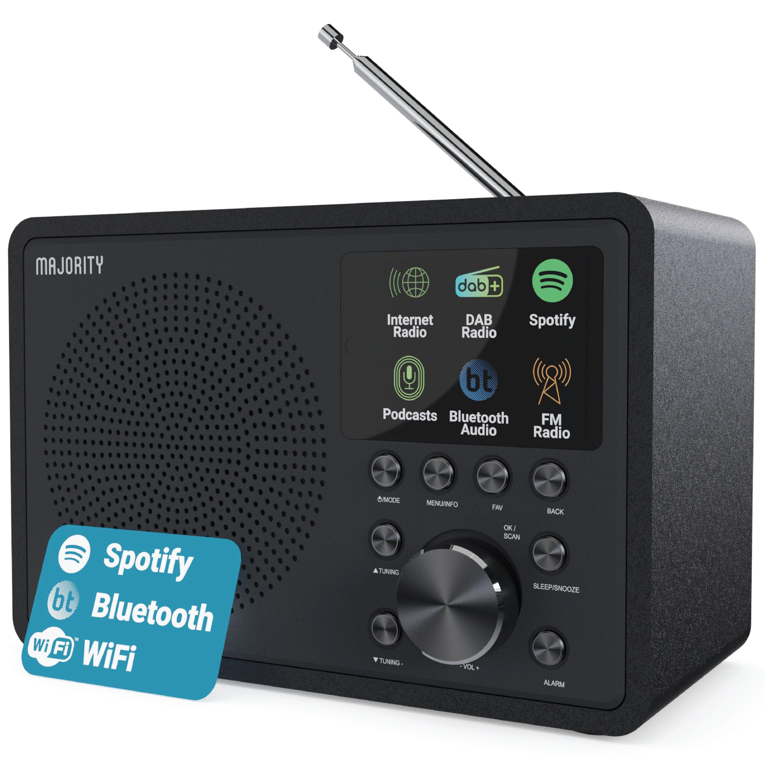 Internetradio WLAN | DAB+ Radio mit Bluetooth | DAB Plus Radio Küchenradio | Internet WLAN mit DSP Lautsprecher | Digitalradio | Frontier Oktiv App Fernsteuerung | MAJORITY Touro 🎶📻 Angebot bei HelloDeals