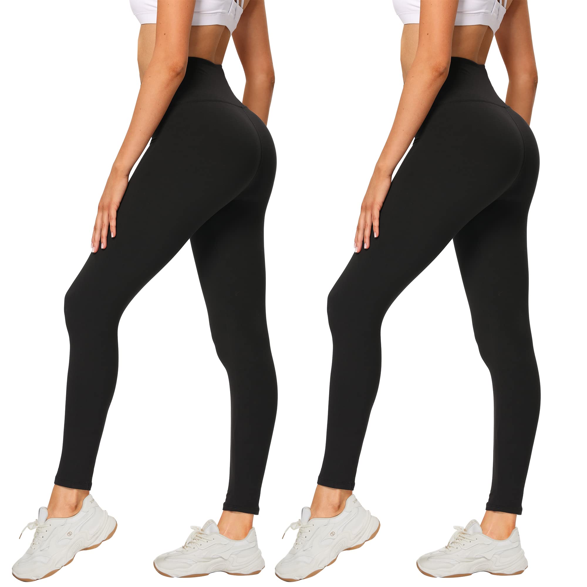 🌟 AMIYOYO 2er Pack Leggings für Damen 🌈 High Waist Leggins 🩰 Blickdicht Elastische Bauchweg Hosen 🏋️‍♀️ Weiche Sporthose für Yoga Fitness Outdoor Freizeit Leggings 34-40 Schwarz*2 Angebot bei HelloDeals