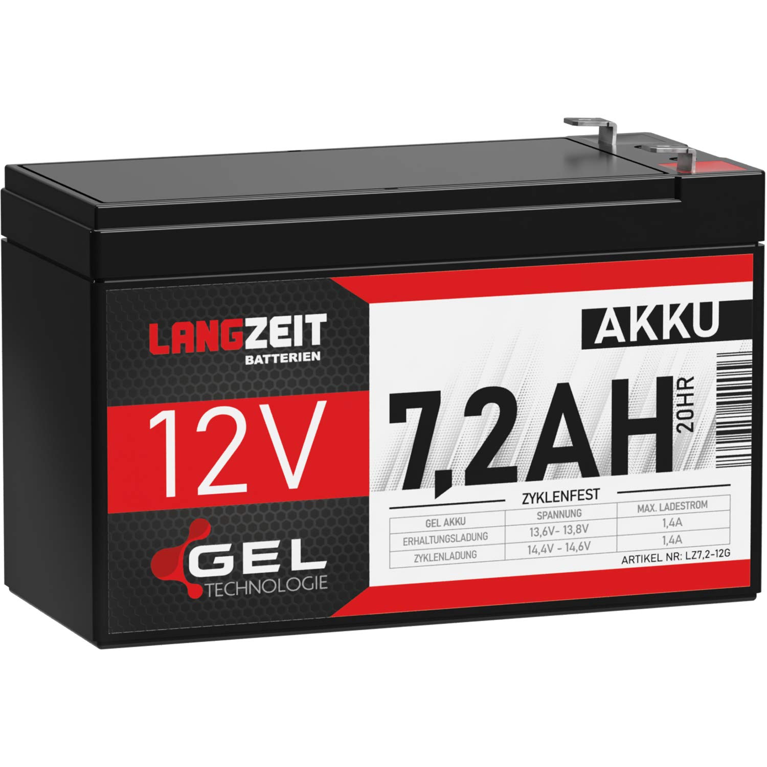 LANGZEIT Akku 12V 7,2Ah Gel Profi Blei-Akku 🌟 Hochleistungsakku ⚡️ extrem zyklenfest 🔄 Angebot bei HelloDeals