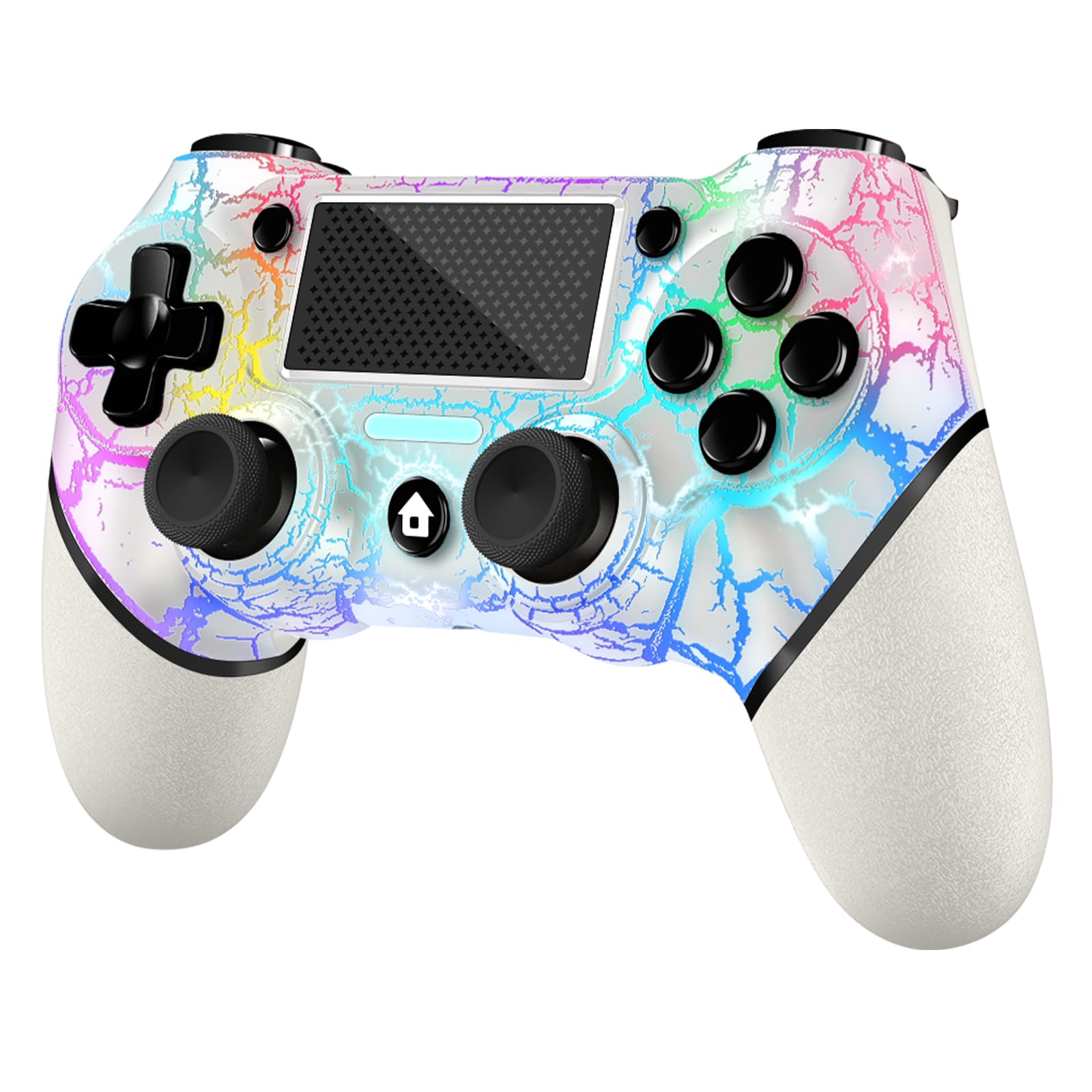 AceGamer Wireless Controller für PS4, White Crack Custom Design mit RGB-Licht Angebot bei HelloDeals