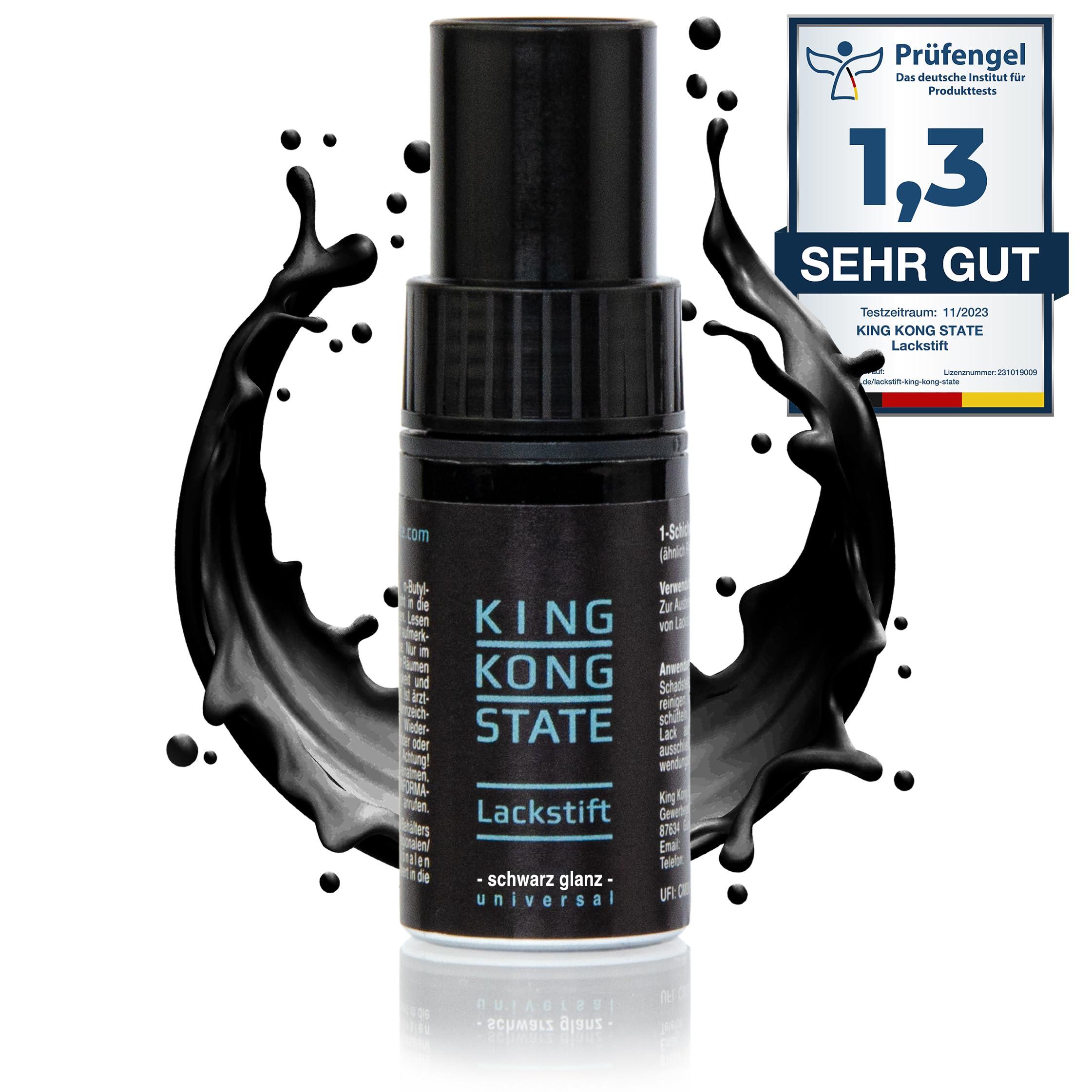 🚗🔧 King Kong State Lackstift - SCHWARZ GLÄNZEND - 1-Schicht-Lack zur Ausbesserung von Steinschlägen und Kratzern am Auto Angebot bei HelloDeals