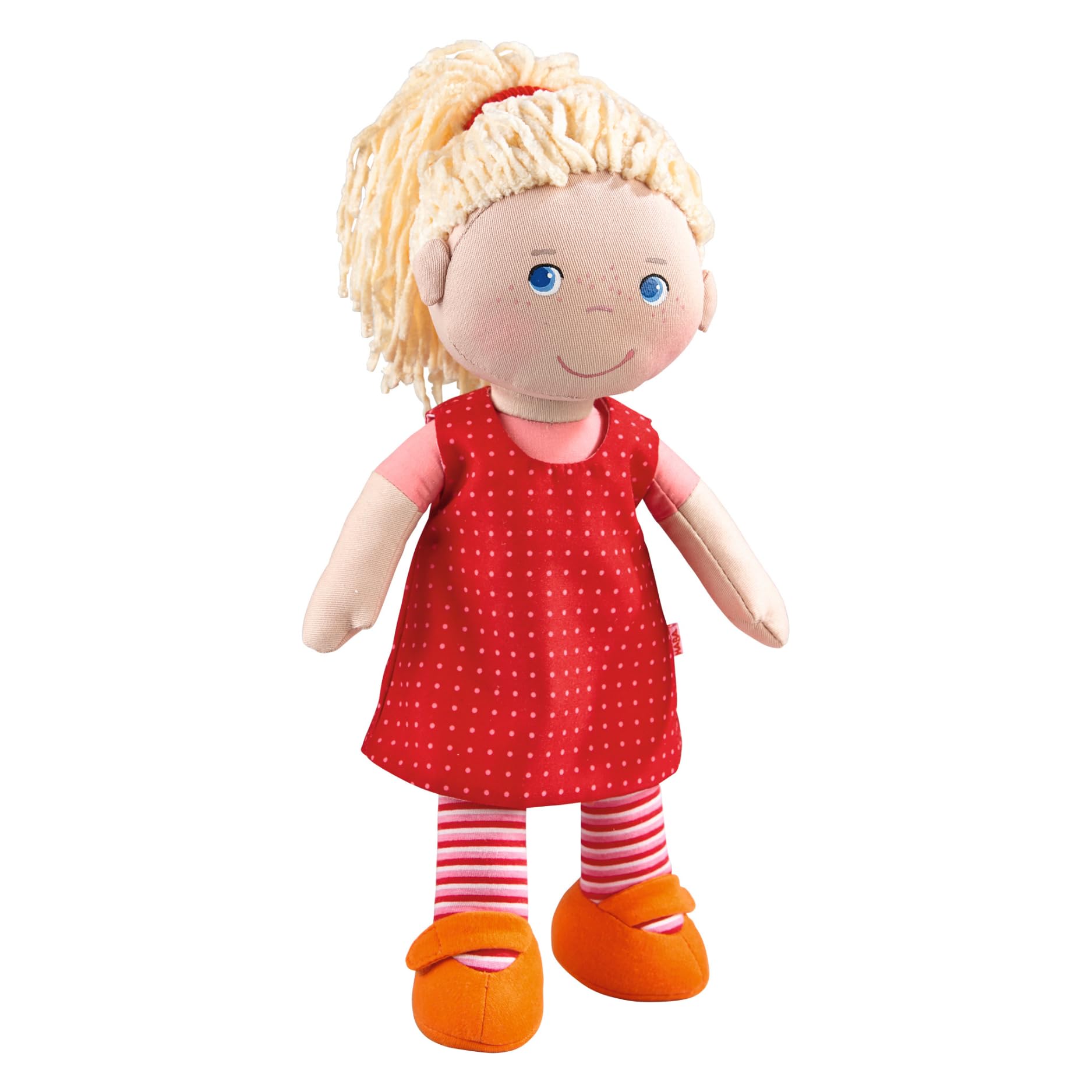🎉 HABA 302108 - Puppe Annelie, Stoffpuppe mit Kleidung und Haaren, 30 cm, Spielzeug ab 18 Monaten, Rotes Single - JETZT 12% RABATT! Angebot bei HelloDeals