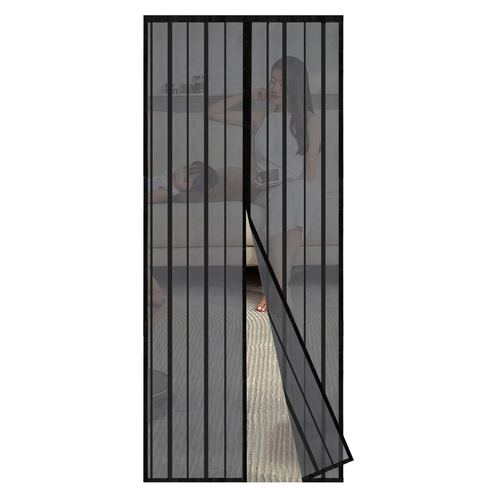🪲🚪 Sekey Magnet Fliegengitter Balkontür ohne Bohren 140x240cm Schwarz Angebot bei HelloDeals