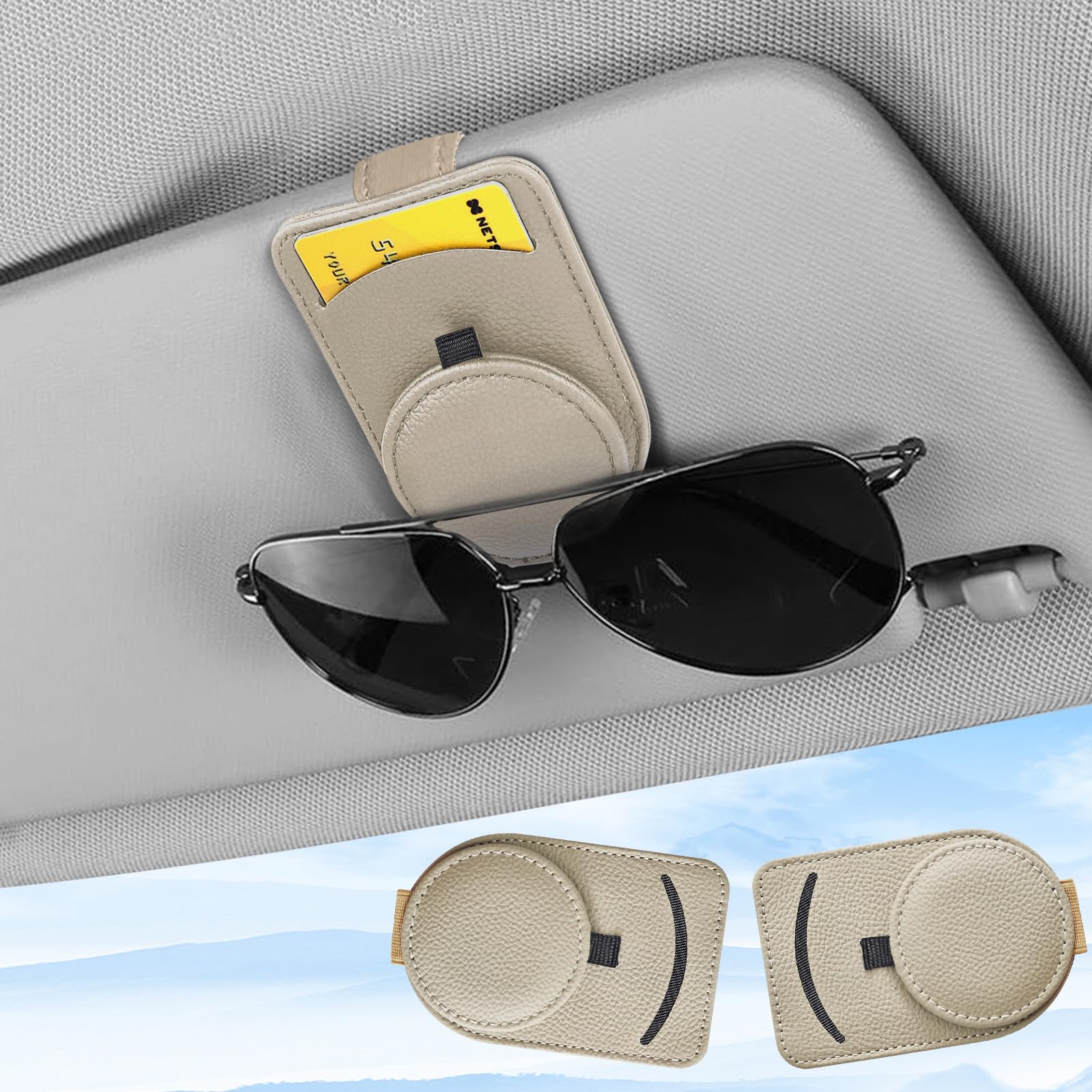 Upbeat Brillenhalter für Auto Sonnenblende - 2er Pack (Beige) 🕶️🚗 Angebot bei HelloDeals