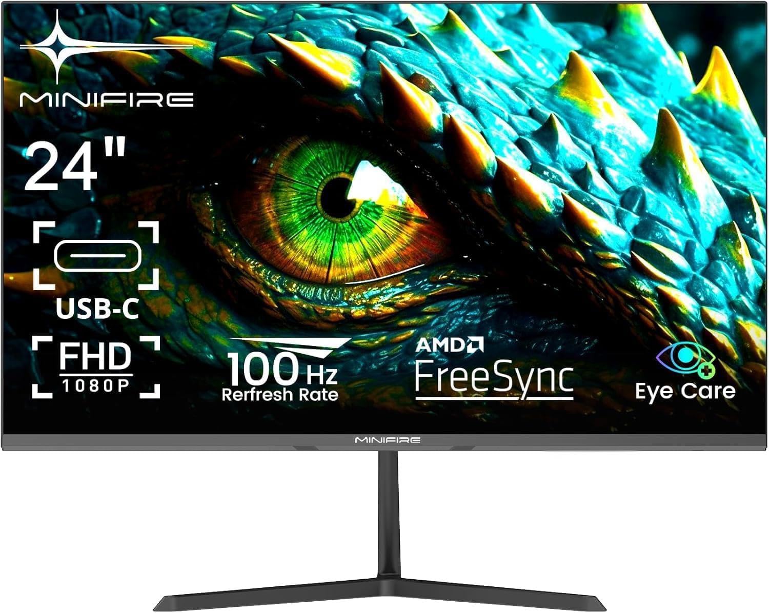 Minifire 24 Zoll Monitor 100Hz Full HD 1980x1080p 5ms Adaptive-Sync sRGB110% Eye-Care VESA PC Bildschirm Angebot bei HelloDeals