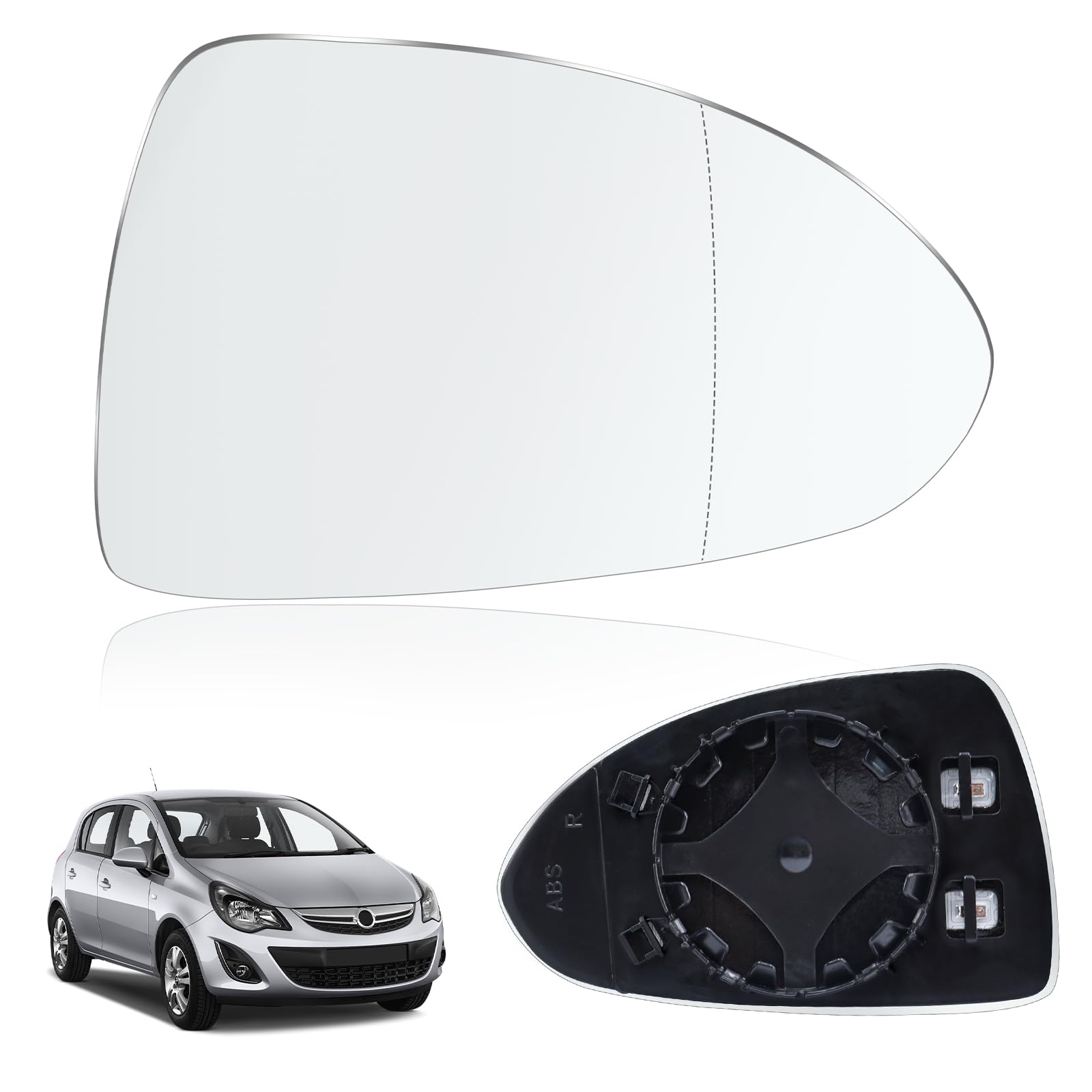 🚗Spiegelglas Ersatz für Opel Corsa D/E 🌟 Beheizbar & Asphärisch - Rechts Angebot bei HelloDeals