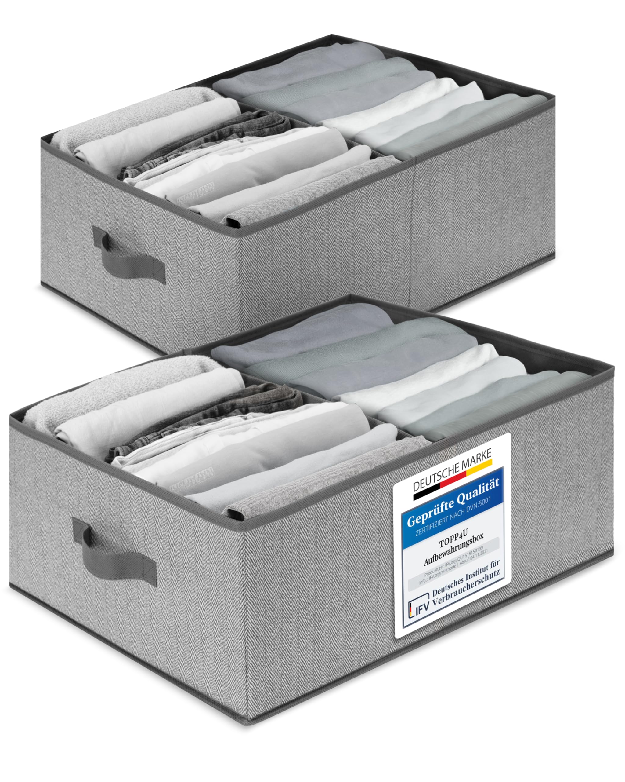 🌟 TOP-Angebot! Große Aufbewahrungsboxen 50x40x20 cm, 2er Set, Grau-Beige - 2x Angebot bei HelloDeals