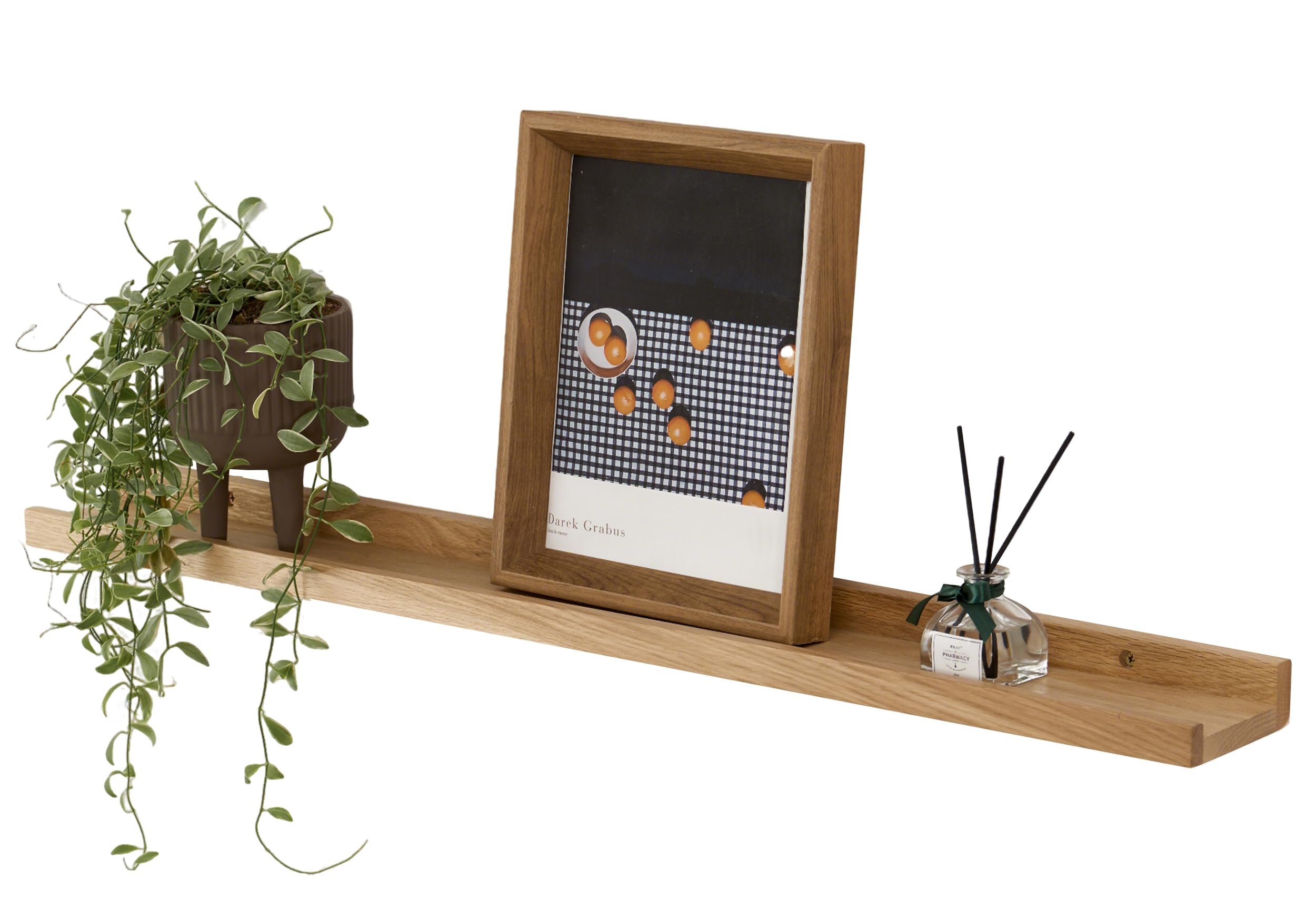 🌟 Gieanoo Bilderleiste Holz, 40cm Eiche Regal Massiv Schweberegal 🌿 Angebot bei HelloDeals