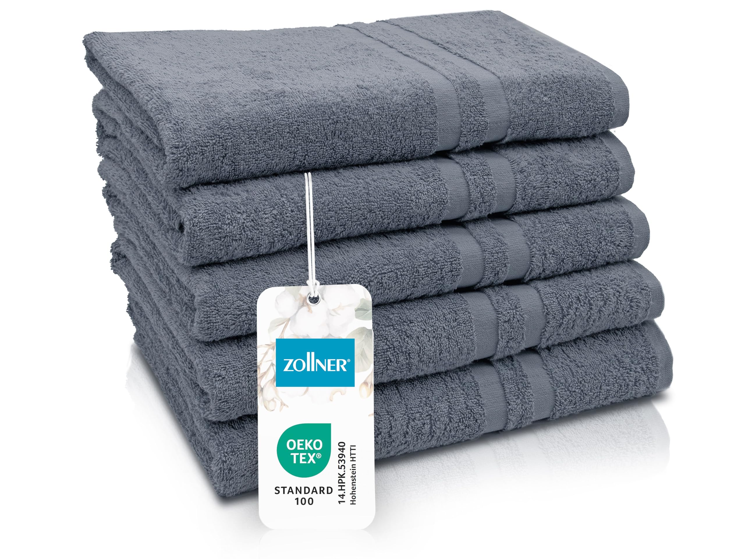 🛀 ZOLLNER 5er Set Duschtücher in 70x140 cm 🌟 Hotelqualität 5x Duschtücher Grau Angebot bei HelloDeals