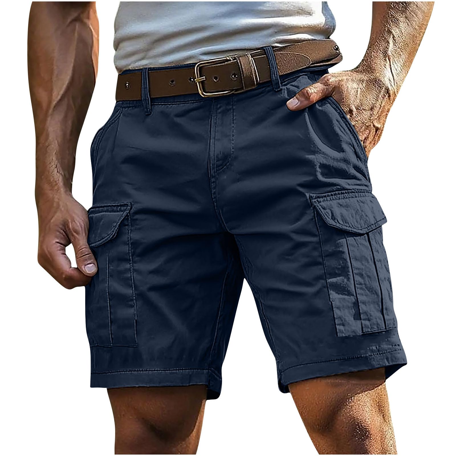👖Cargoshorts Herren Kurze Hosen mit Reißverschluss und Knopf Mehrere Taschen Männer Einfarbig Sommer Shorts Klassische geschnittene Sportshorts Outdoorhose #01 Marineblau XL Angebot bei HelloDeals