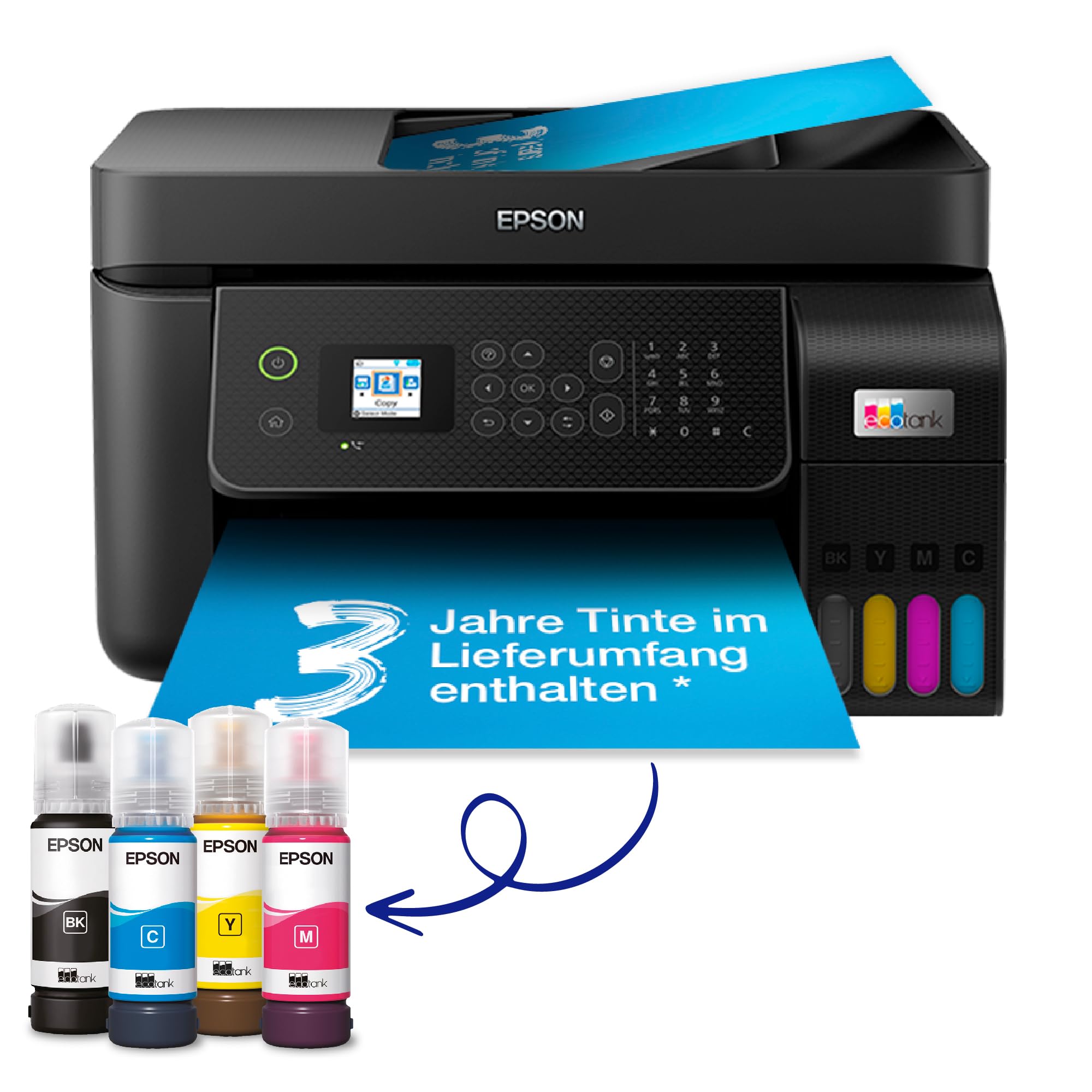 🖨️ Epson EcoTank ET-4800 A4-Multifunktions-Wi-Fi-Tintentankdrucker - Bis zu 3 Jahre Tintenvorrat inklusive! 🌈 Angebot bei HelloDeals