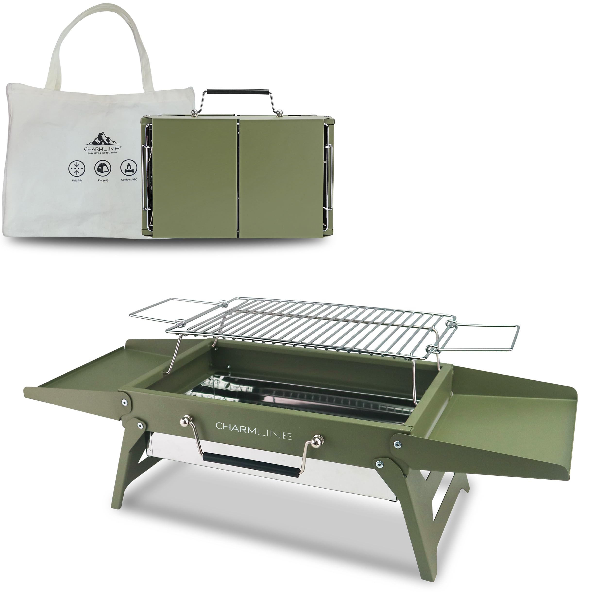 🔥🍖 Charmline 35x23cm Klein Foldable Portable Holzkohlegrill 🌳 Kompakter Grill für Outdoor-Aktivitäten 🏕️ Angebot bei HelloDeals