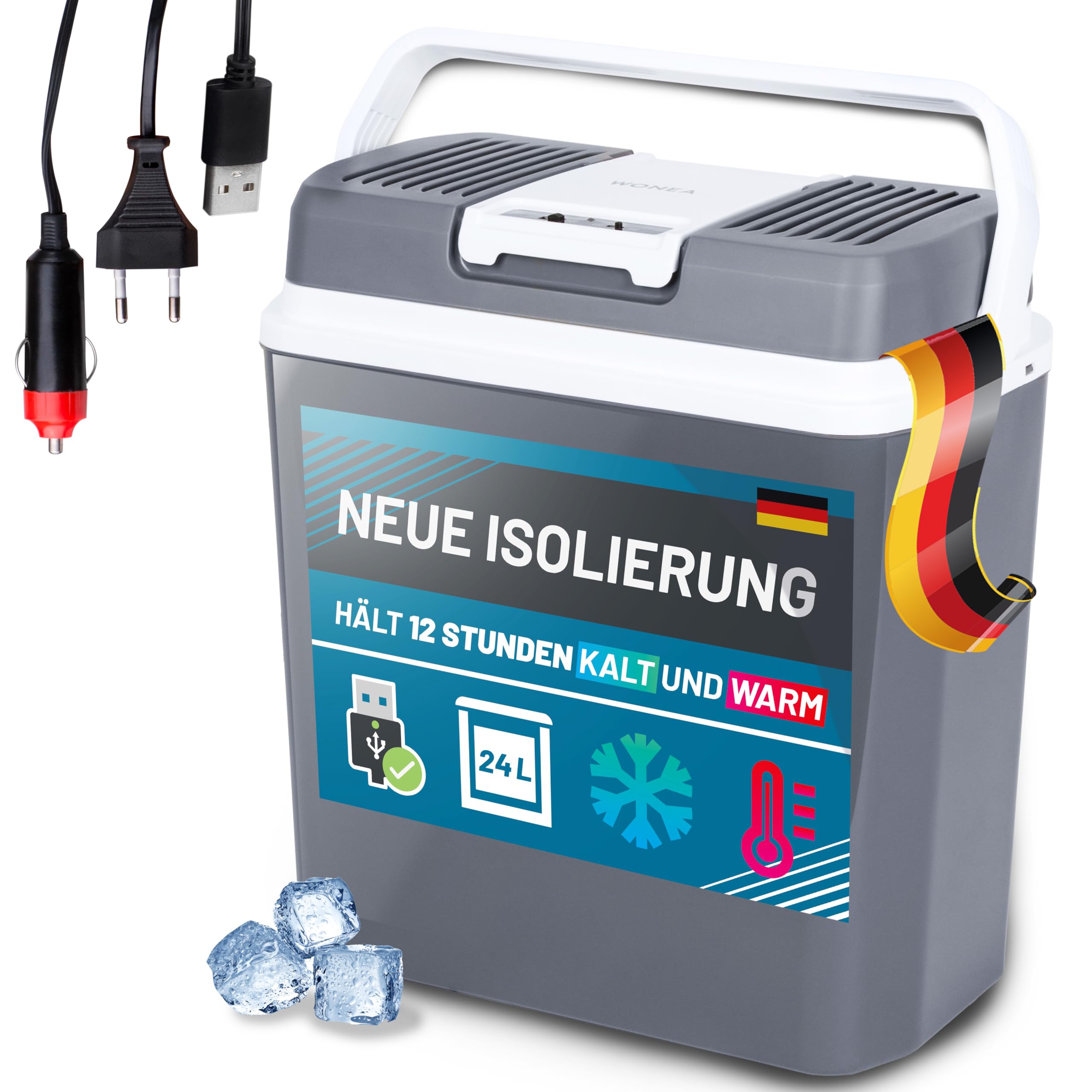 24 Liter Kühlbox elektrisch 12V 230V ⚡️ KÜHLEN und WÄRMEN ♨️ + USB Anschluss 📱 | Leise Camping Kühlbox Auto LKW Angebot bei HelloDeals