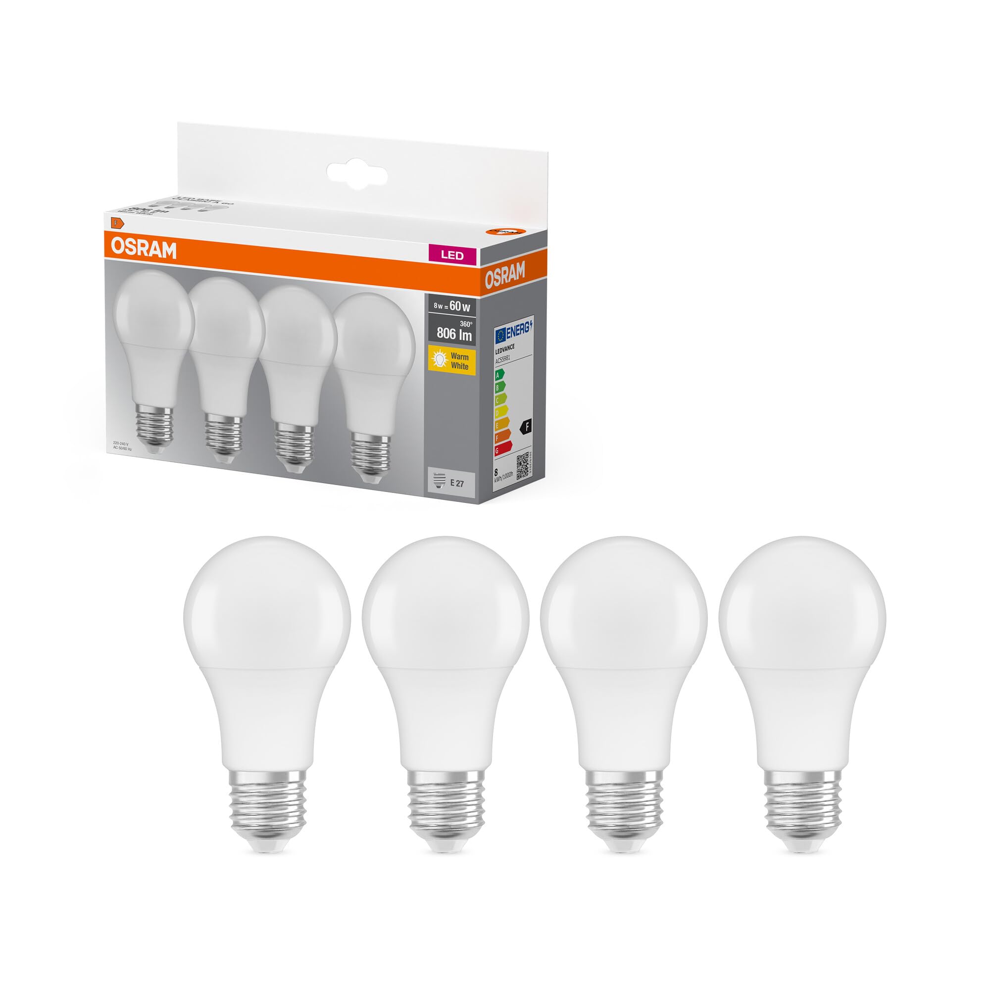 🌟 Super Deal! Osram LED Base Classic A Lampe 4er-Pack - 2700k Warmweiß Angebot bei HelloDeals