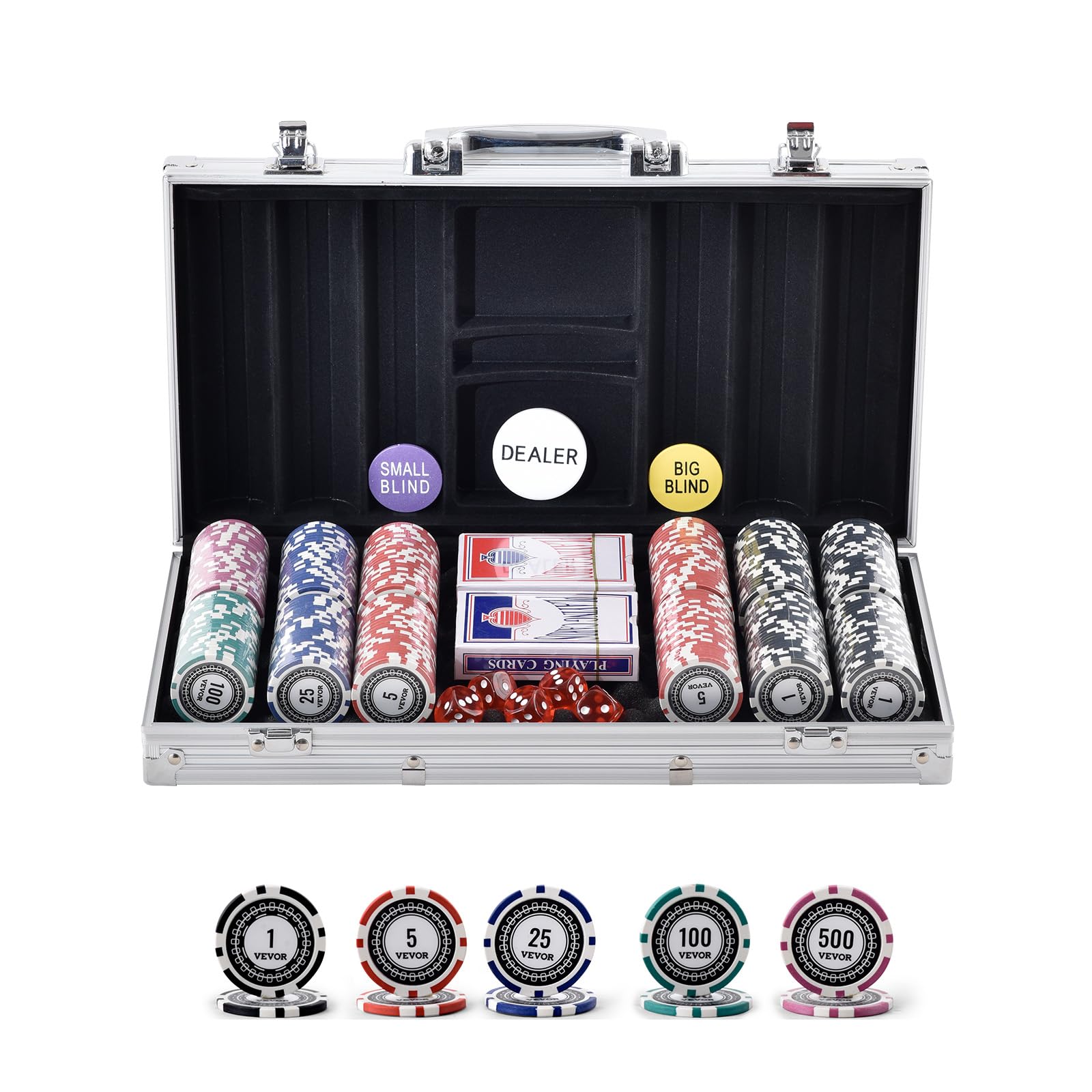 🃏 VEVOR Kunststoff Pokerchip-Set, 300-teiliges Pokerset 🎲 Angebot bei HelloDeals