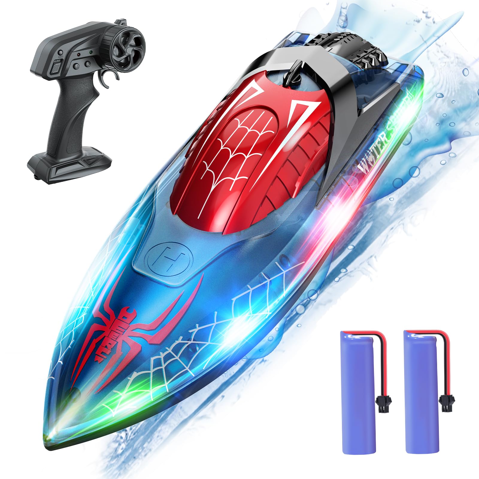 DEERC Ferngesteuertes Boot mit LED-Licht, RC Boot 15 KM/H 🚤🌈 Angebot bei HelloDeals