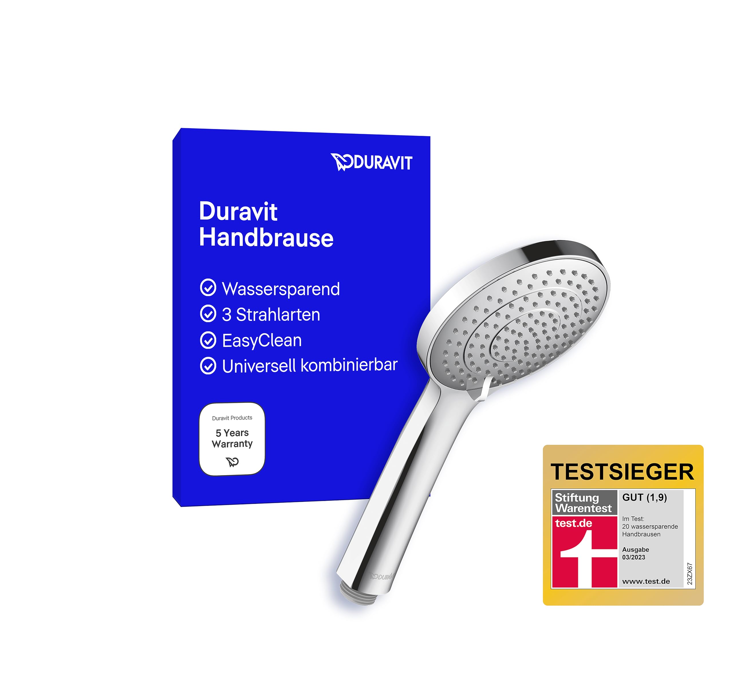 🚿 Duravit Universal Duschkopf mit 3 Strahlarten - Handbrause rund Ø 110 mm Angebot bei HelloDeals