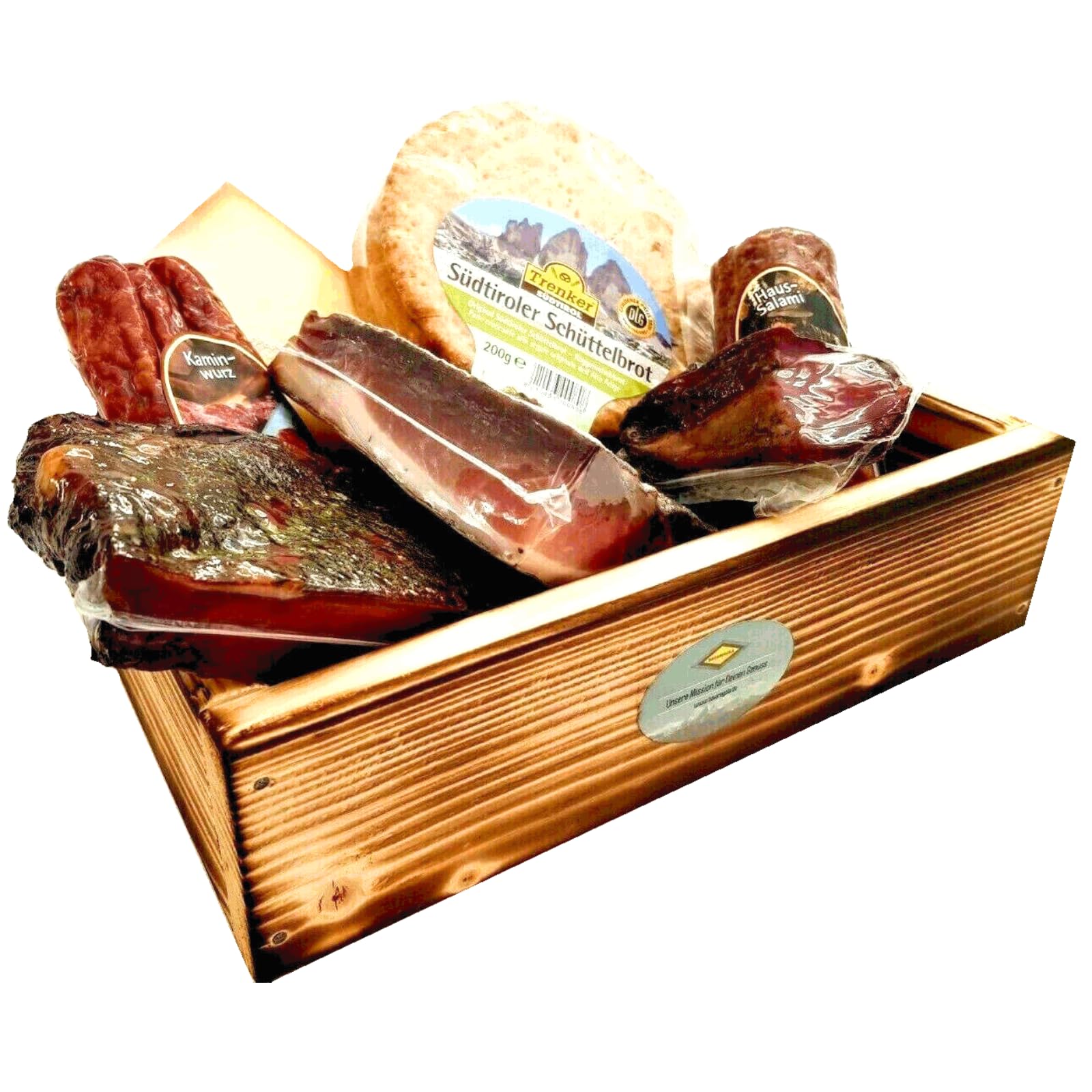 🧀🥓🎁 BAVAREGOLA Südtirol Geschenkekiste mit 7 Südtiroler Spezialitäten - Präsentkorb gefüllt mit Speck, Käse, Salami - Genuss Geschenk für Männer & Frauen Angebot bei HelloDeals