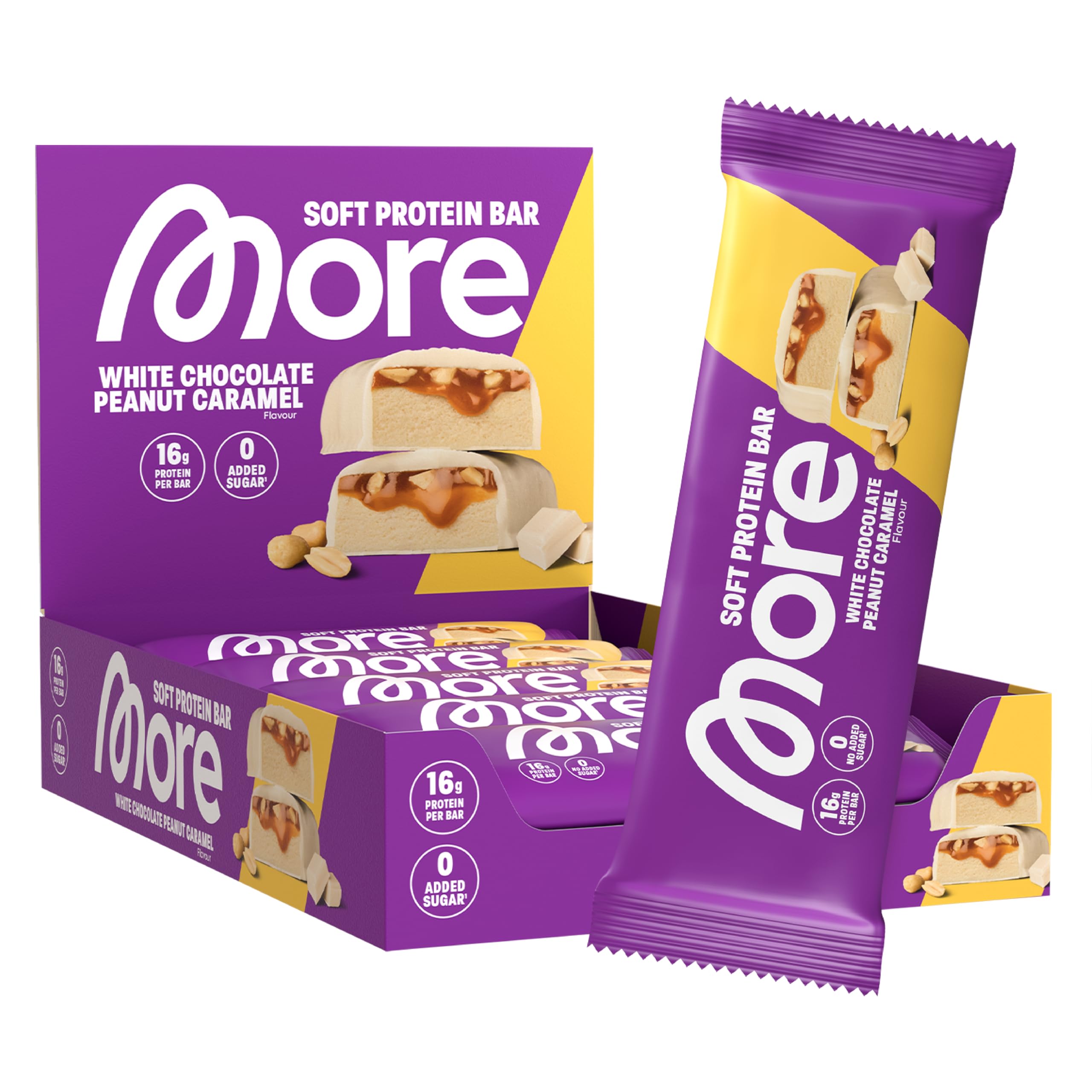 Angebot: MORE Protein Bar 10er Box, Weiße Schokolade Erdnuss Karamell Angebot bei HelloDeals