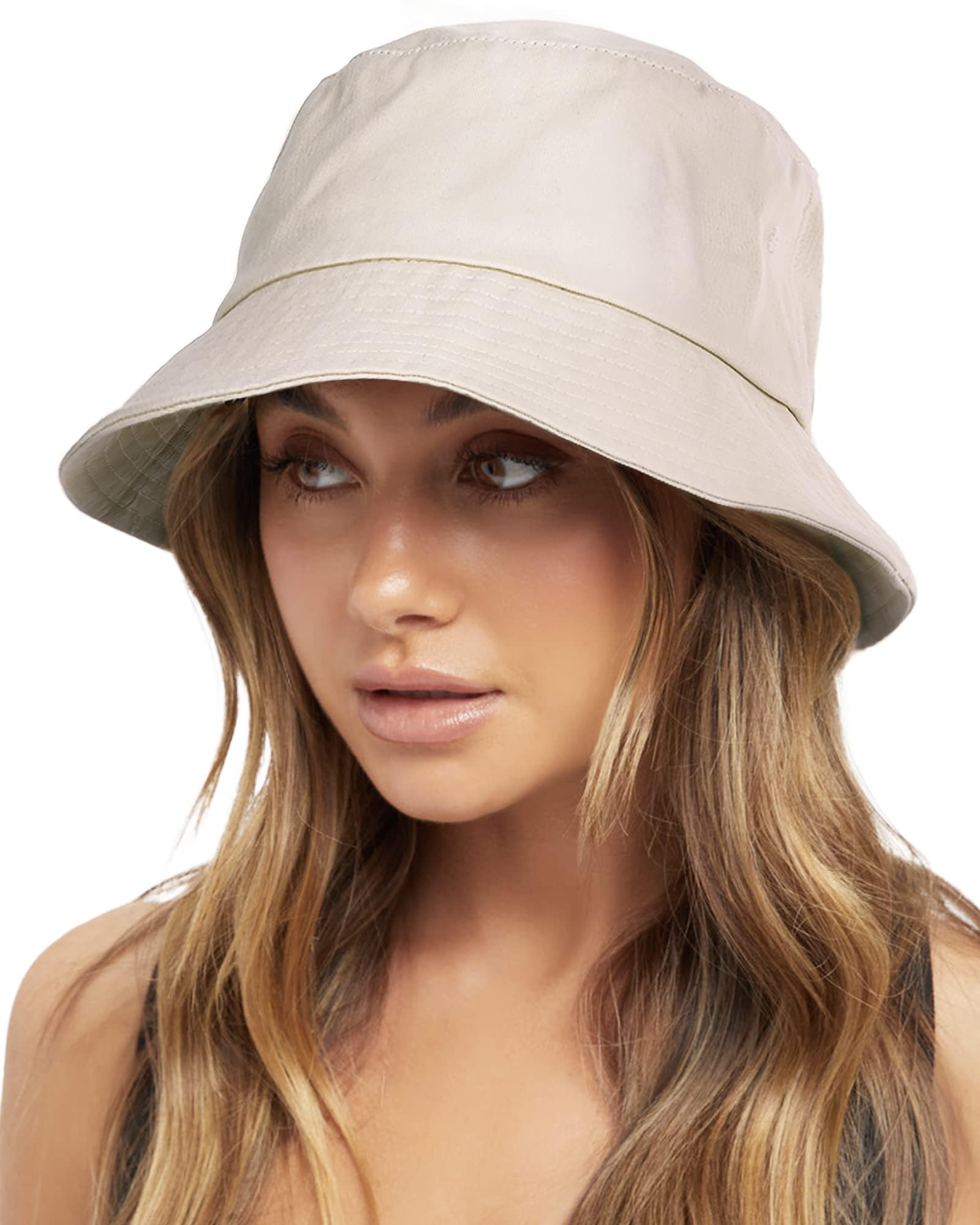 FURTALK Unisex Fischerhut Baumwolle Bucket Hat Verstellbare Sonnenhut für Damen und Herren Beige M-L 🎩☀️ Angebot bei HelloDeals