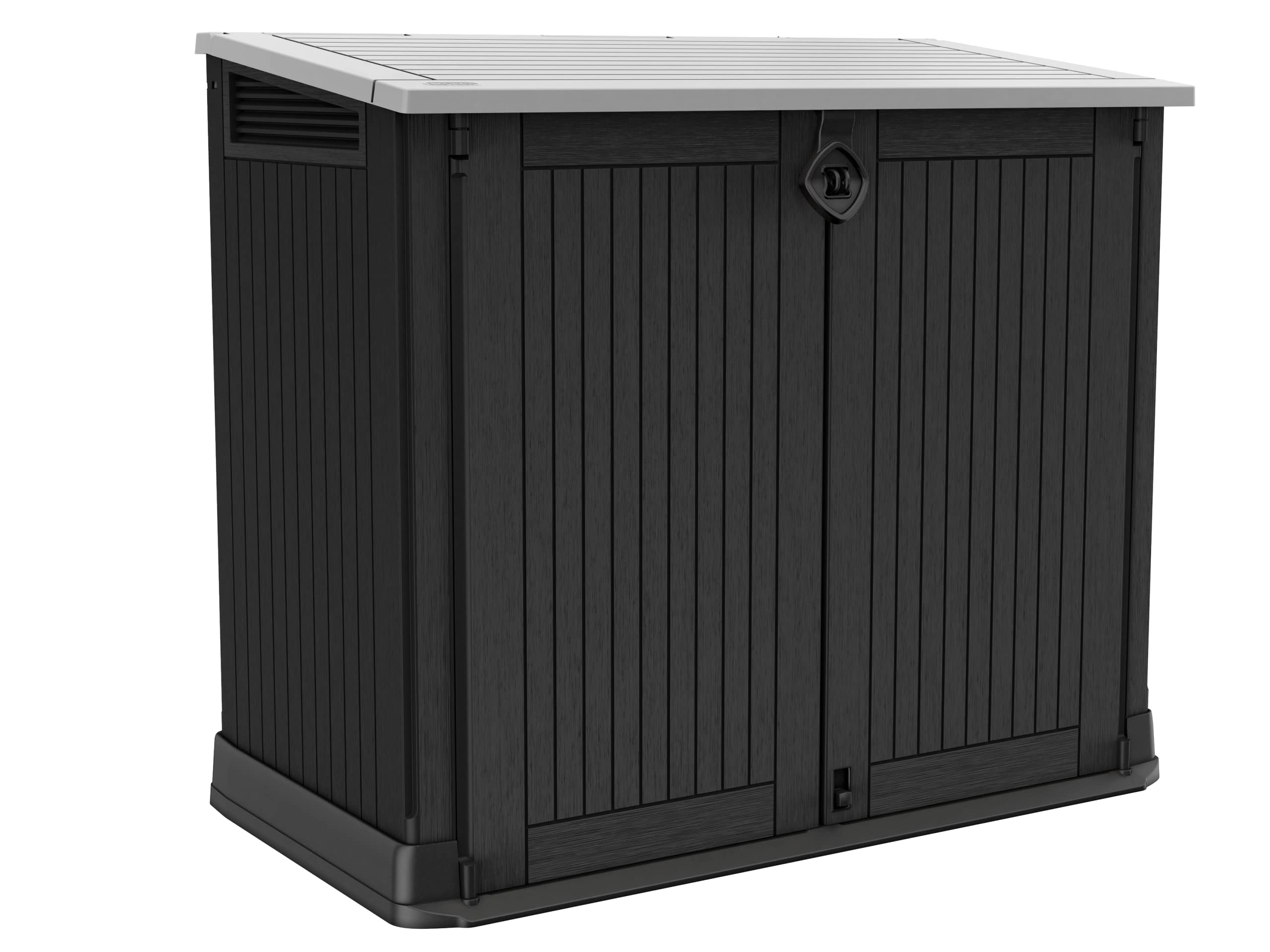 🏡🗑️ Keter Store-it-Out Midi Mülltonnenbox: 130x74x110cm, 845L, Wetterfest, Grau/Schwarz Angebot bei HelloDeals