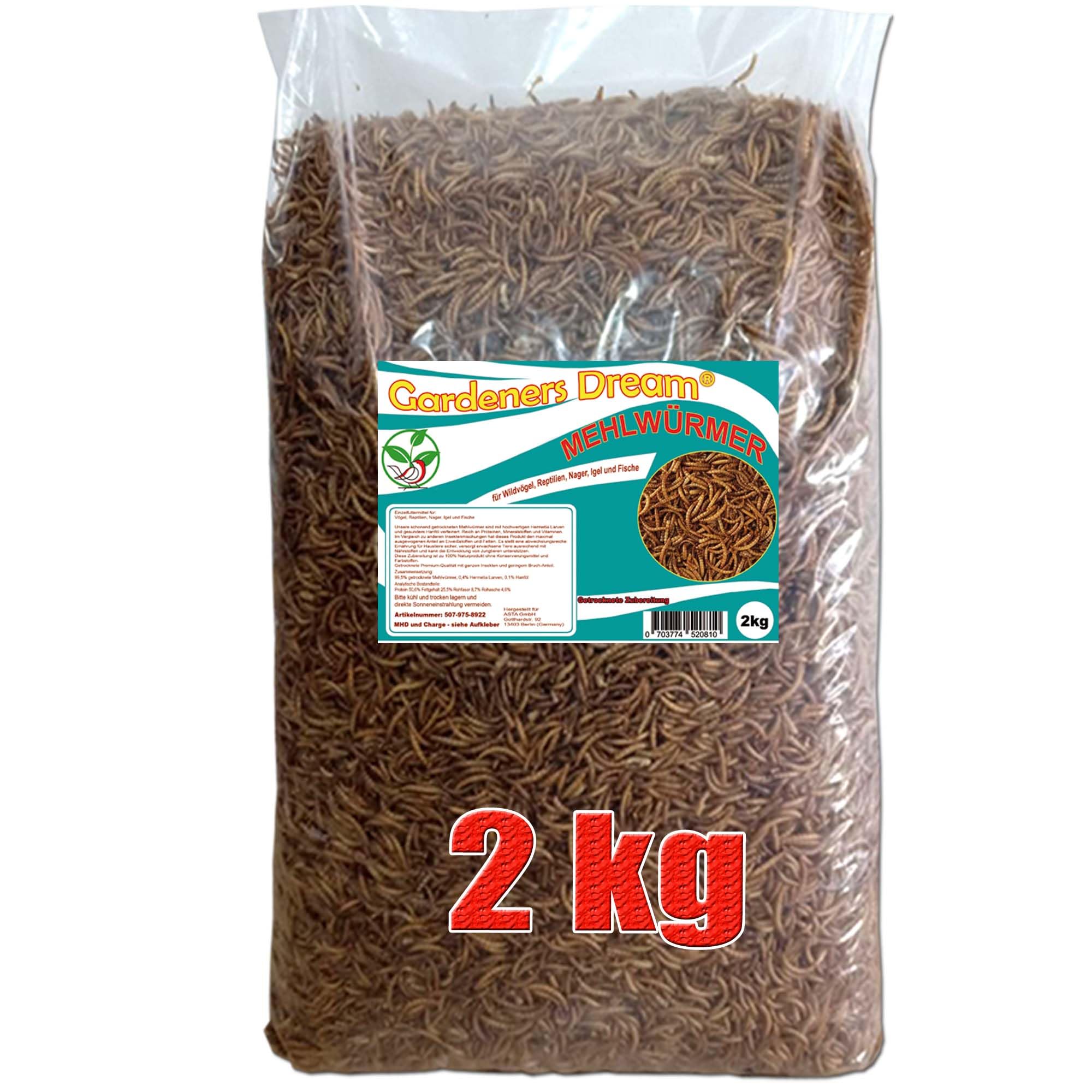 🌿🐦 GardenersDream Getrocknete Mehlwürmer - Nahrhaftes Wildes Garten Vogelfutter 2 kg (1er Pack) Angebot bei HelloDeals