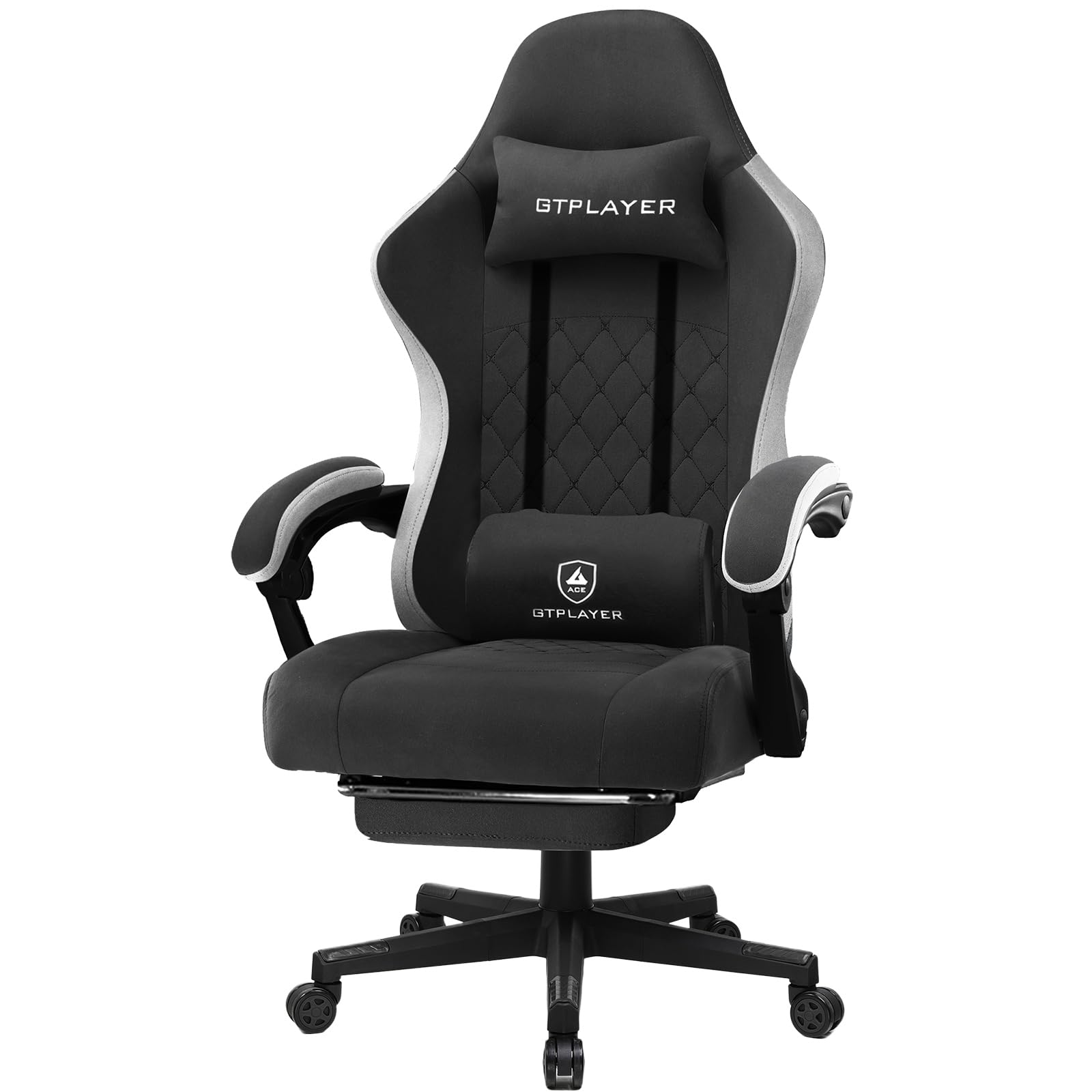 🎮 GTPLAYER Gaming Stuhl Ergonomischer Gaming Sessel Schreibtischstuhl mit Stoffoberfläche - Hellschwarz Large Angebot bei HelloDeals