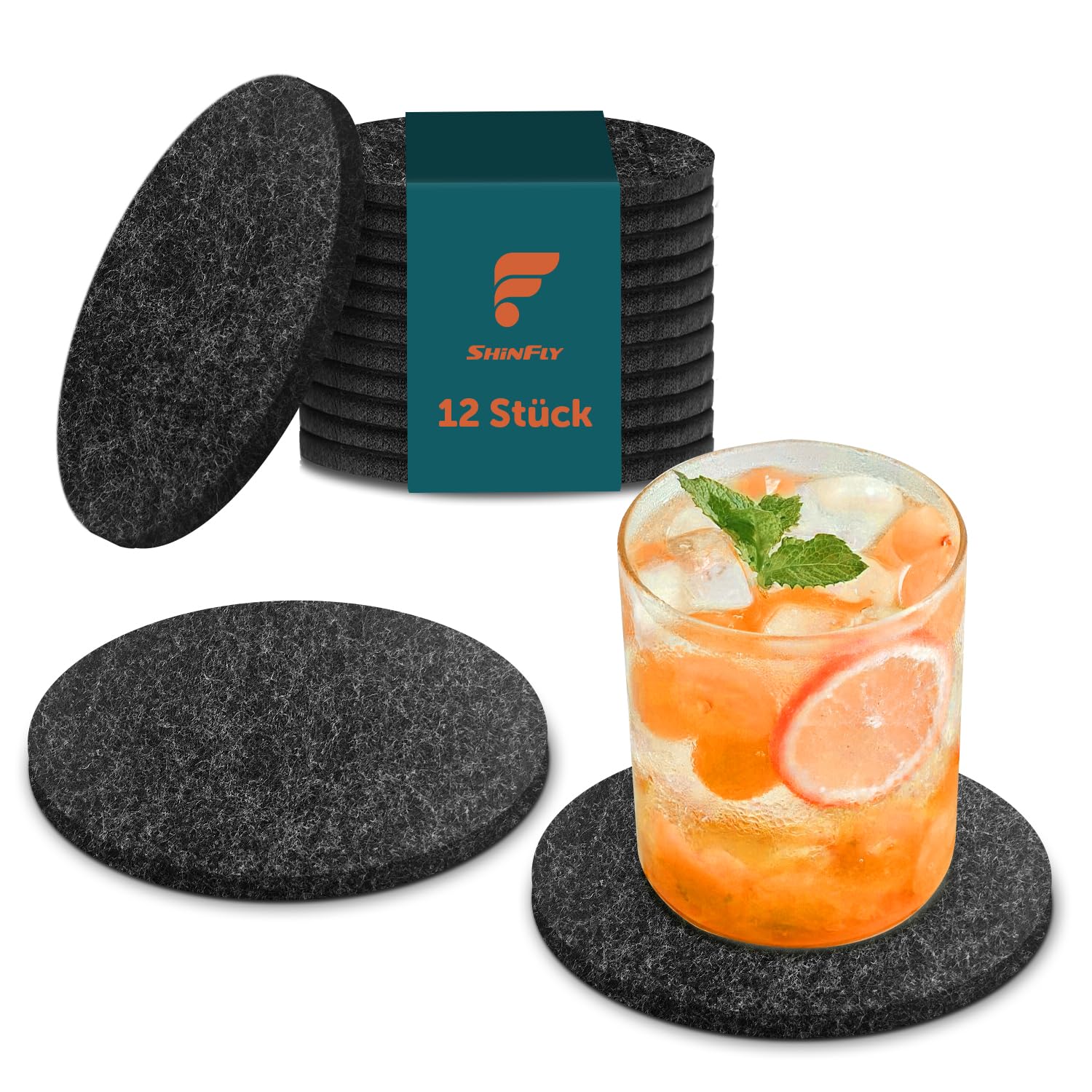 Shinfly Filzuntersetzer 12er Set 🥃🍷🥛🍹🥂 Angebot bei HelloDeals