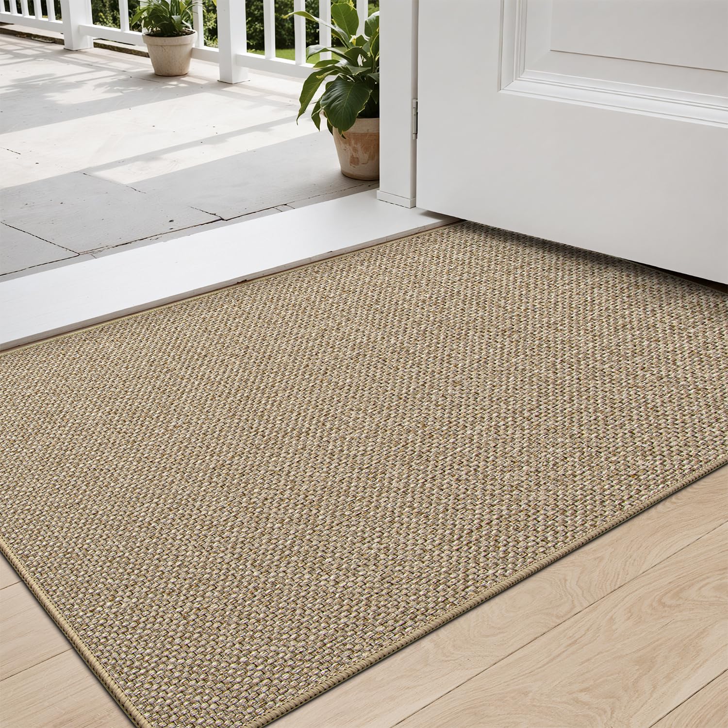 🌟 DEXI Fußmatte Innen 60 x 90cm 🚪 Rutschfest & Strapazierfähig 🧼 Waschbar & Dünn 🌈 Beige Angebot bei HelloDeals