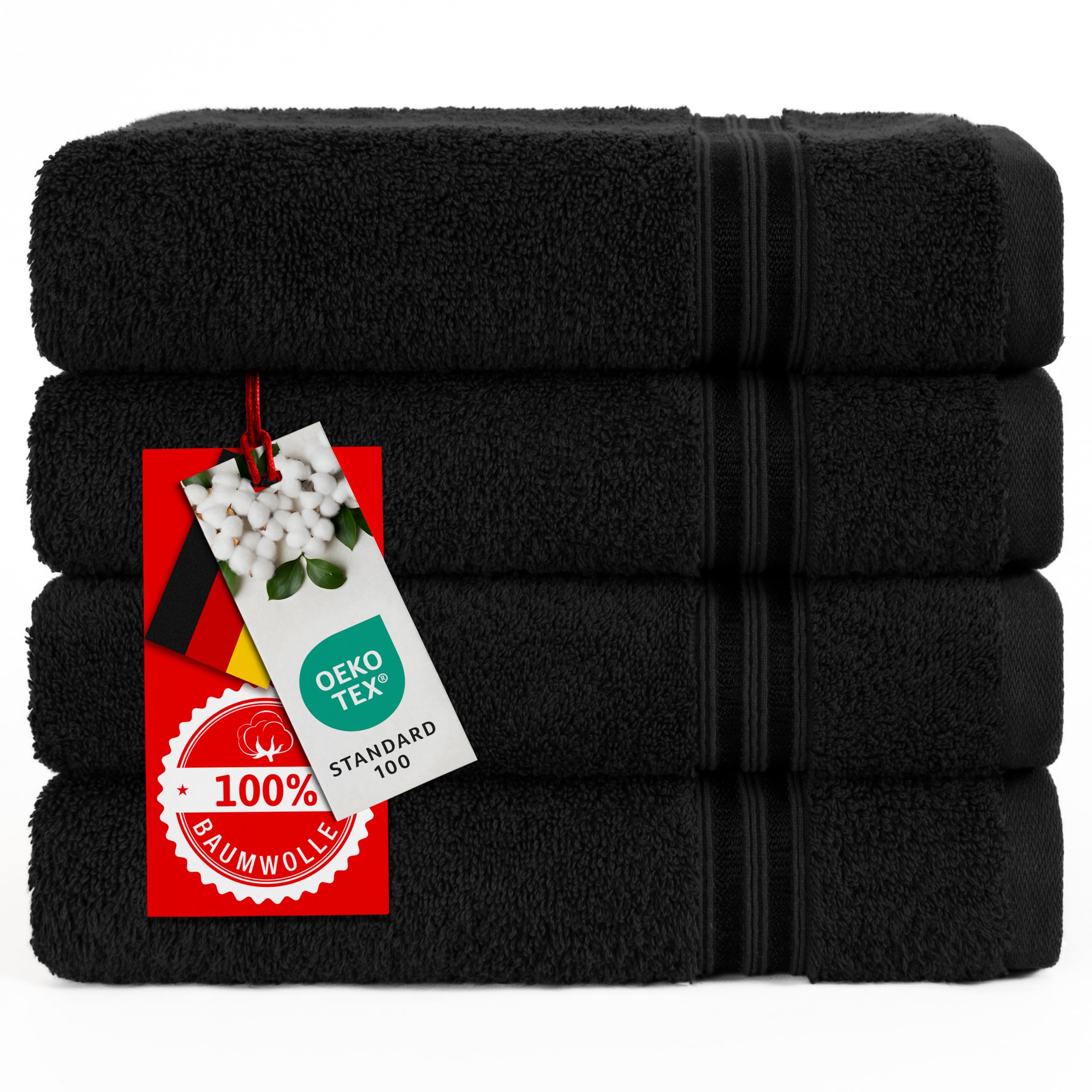 Hammetex 4er Handtücher Set 🛁 Premium Qualität 50x100cm Schwarz Angebot bei HelloDeals
