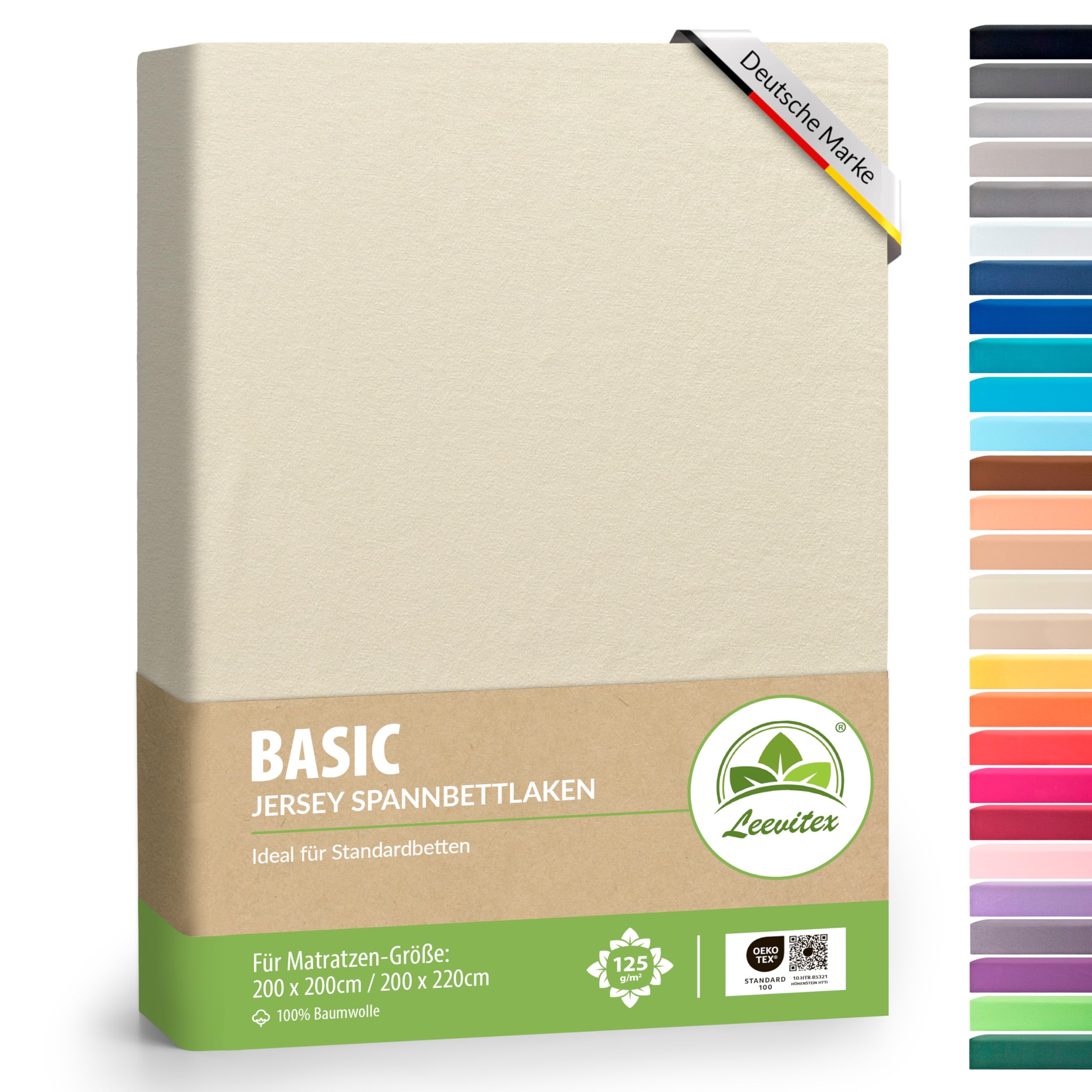 leevitex® Boxspringbett & Wasserbett Spannbettlaken | 100% Baumwolle | Markenqualität | Ökotex | 200 x 220 cm + 40 Steg - Creme/Naturweiß Standard | Boxspring | 200 x 220 cm Creme / Natur Angebot bei HelloDeals