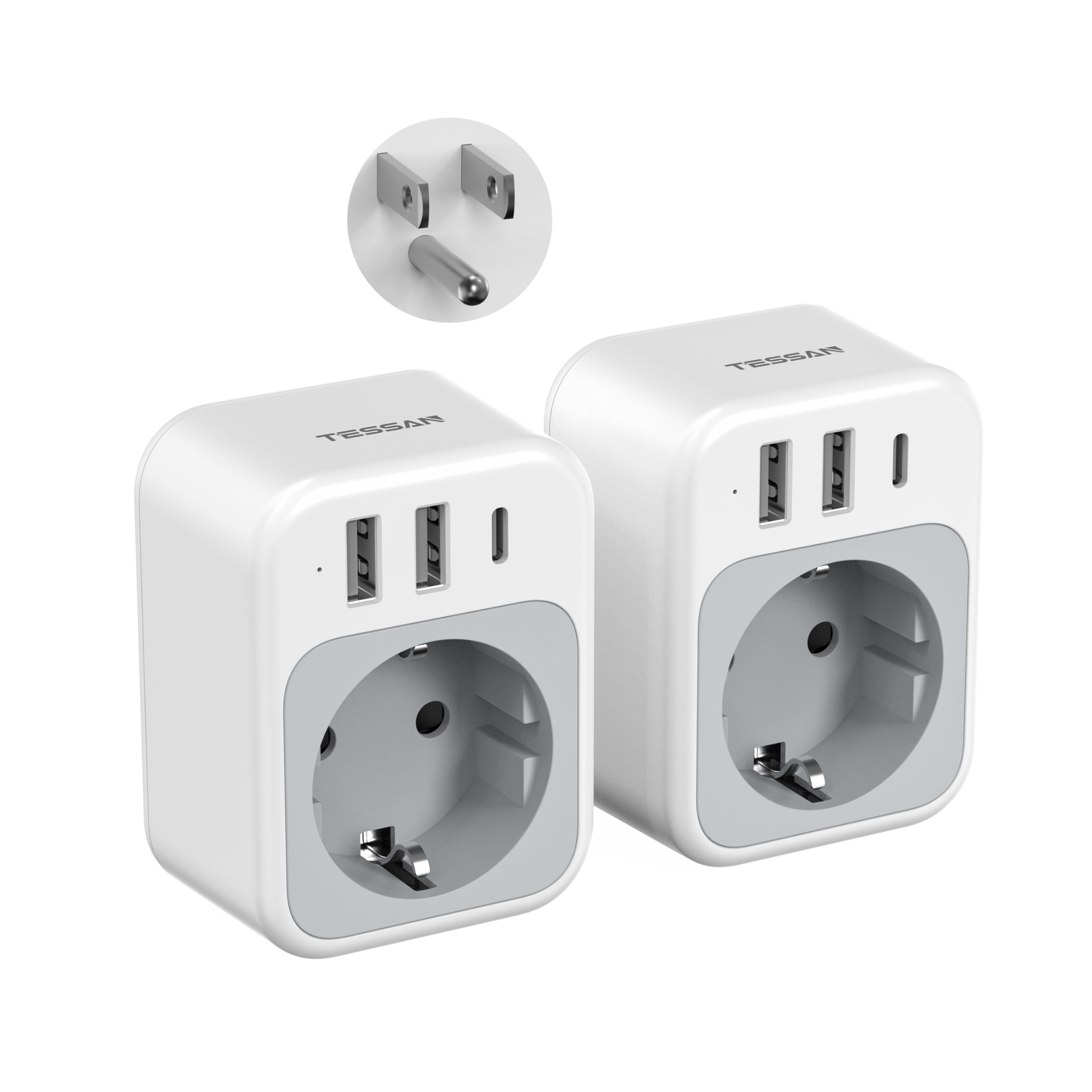 🔌🌍 TESSAN 2 Pack USA Adapter Steckdose: 4 in 1 Adapter für Reisen 🌴📱 Angebot bei HelloDeals