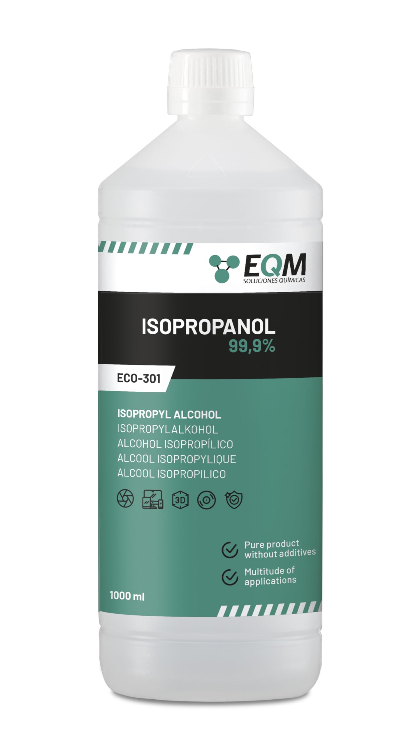 EQM - ECO-301 - Isopropanol - Isopropylalkohol 99.9% - 1L - Reinigung von elektronischen Bauteilen, Linsen und Bildschirmen Angebot bei HelloDeals