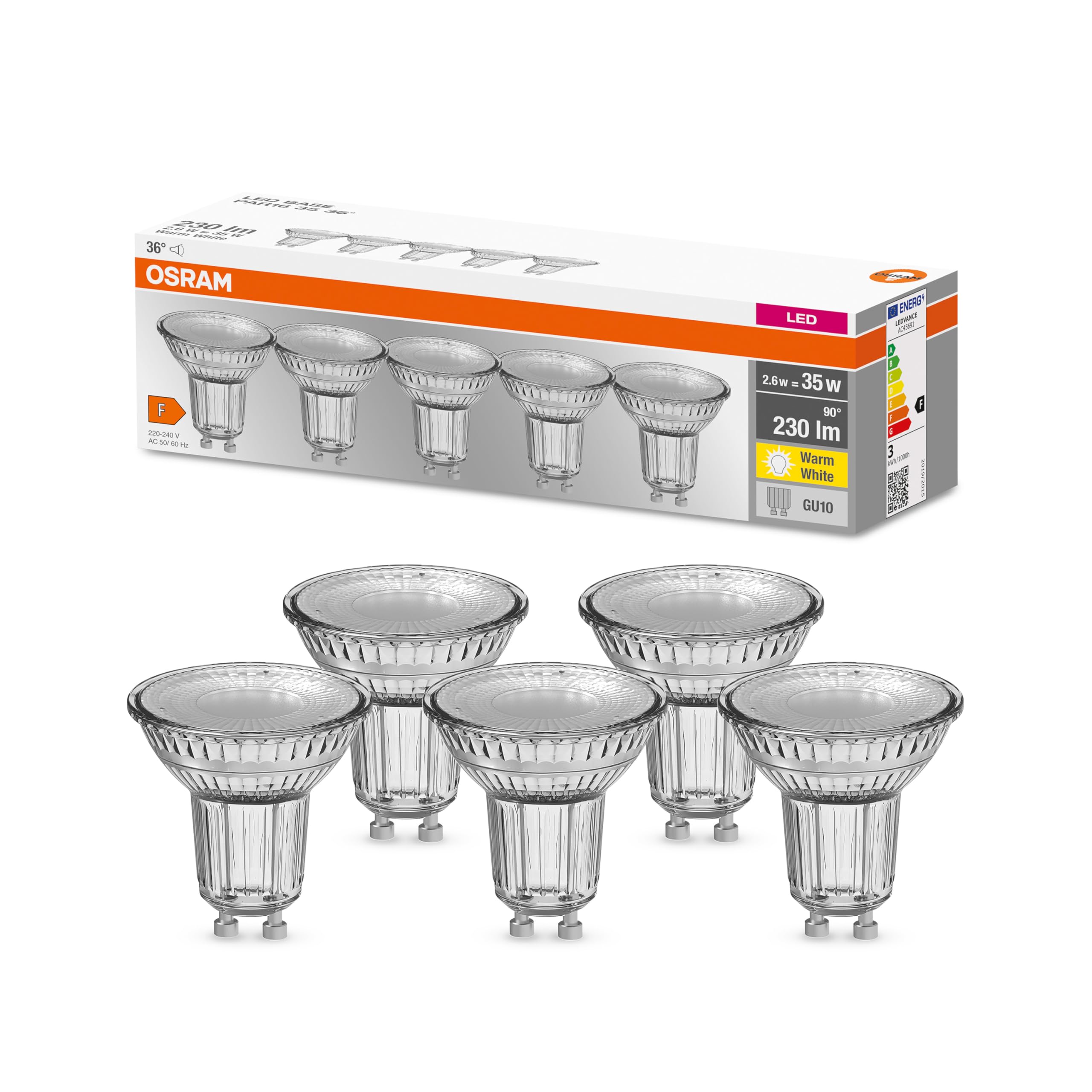 🌟 Super Deal! Osram LED Base PAR16, GU10, Warmweiß, 5er Pack Angebot bei HelloDeals