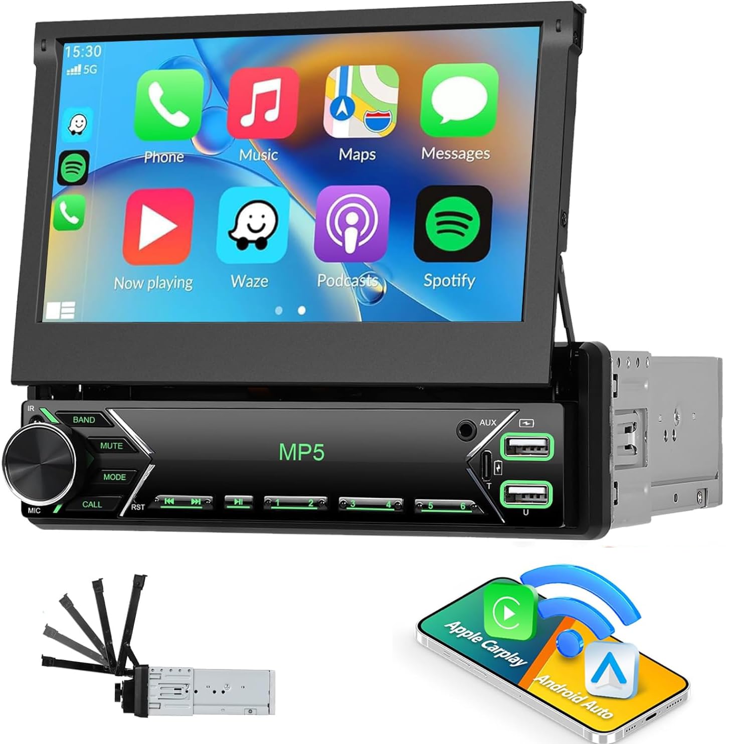 🚗💿 CAMECHO Upgrade Wireless 1 DIN Carplay Android Auto Autoradio Angebot bei HelloDeals