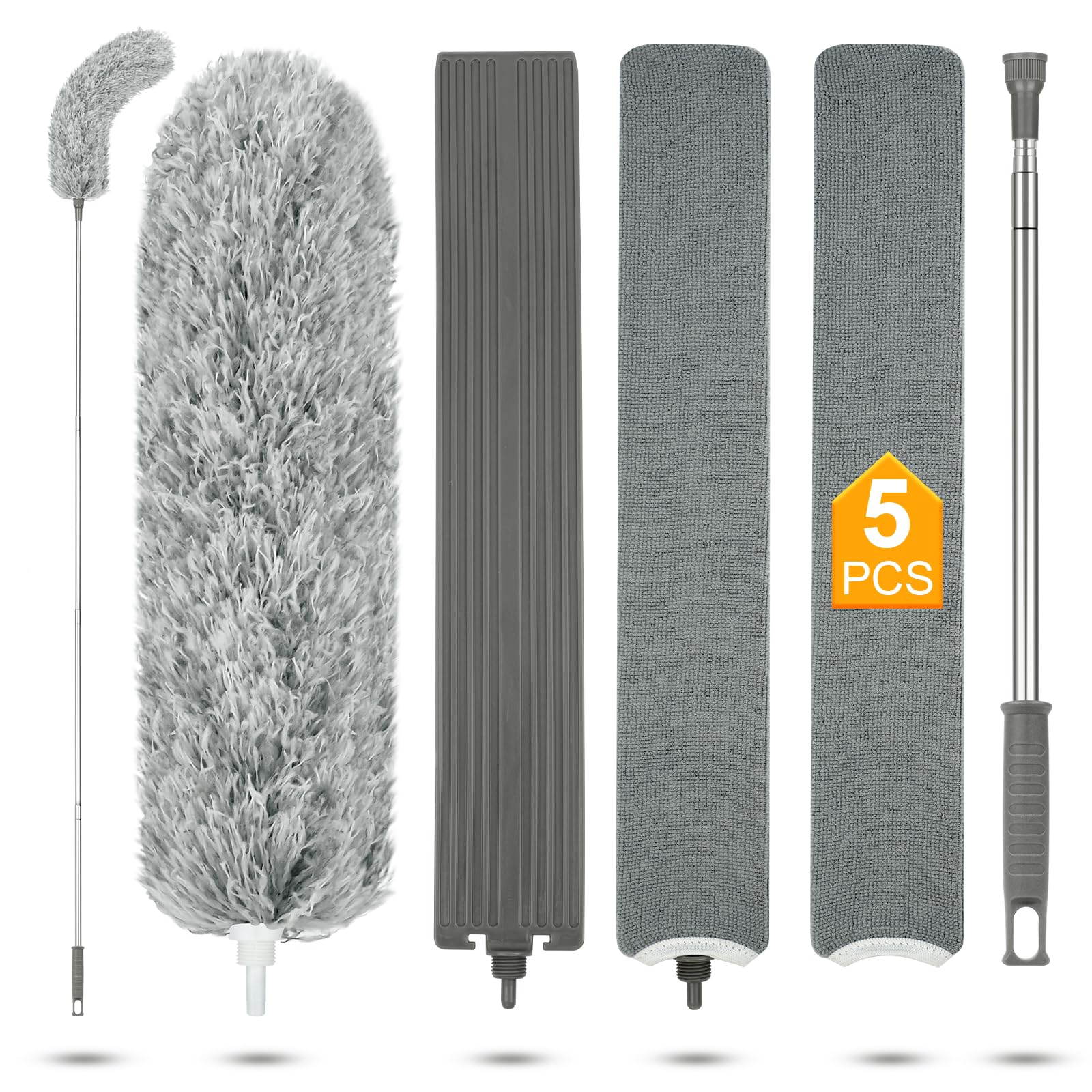 Vicloon 5 Pcs Staubwedel Teleskop Waschbar 🌟 2,44m Lang Ausziehbar Angebot bei HelloDeals