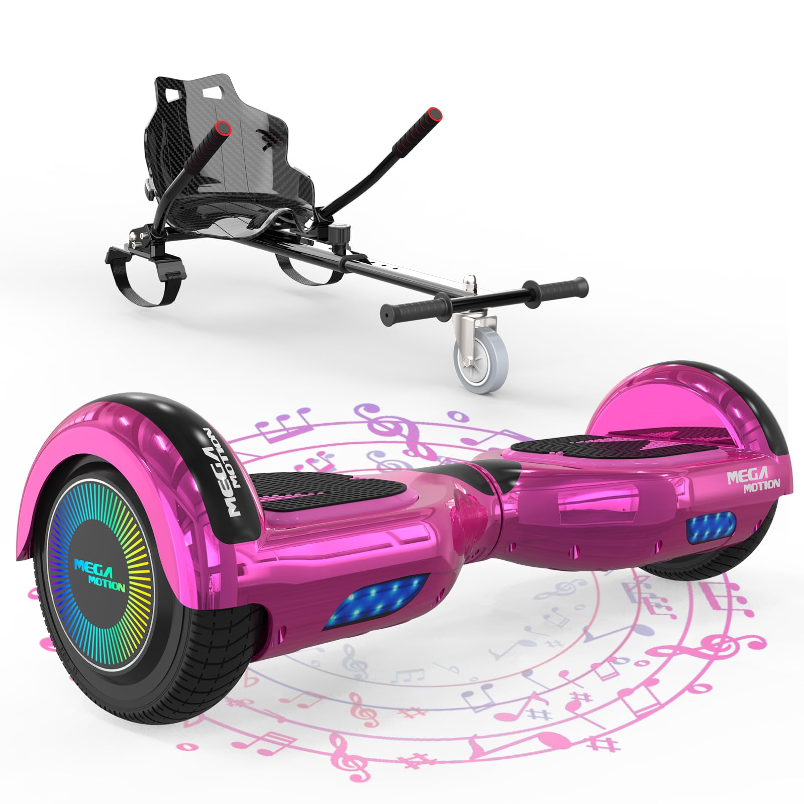 MEGA MOTION Hoverboards mit Hoverkart für Kinder, 6.5 Zoll Hoverboards mit Bluetooth Lautsprecher 🛴🎁 Angebot bei HelloDeals