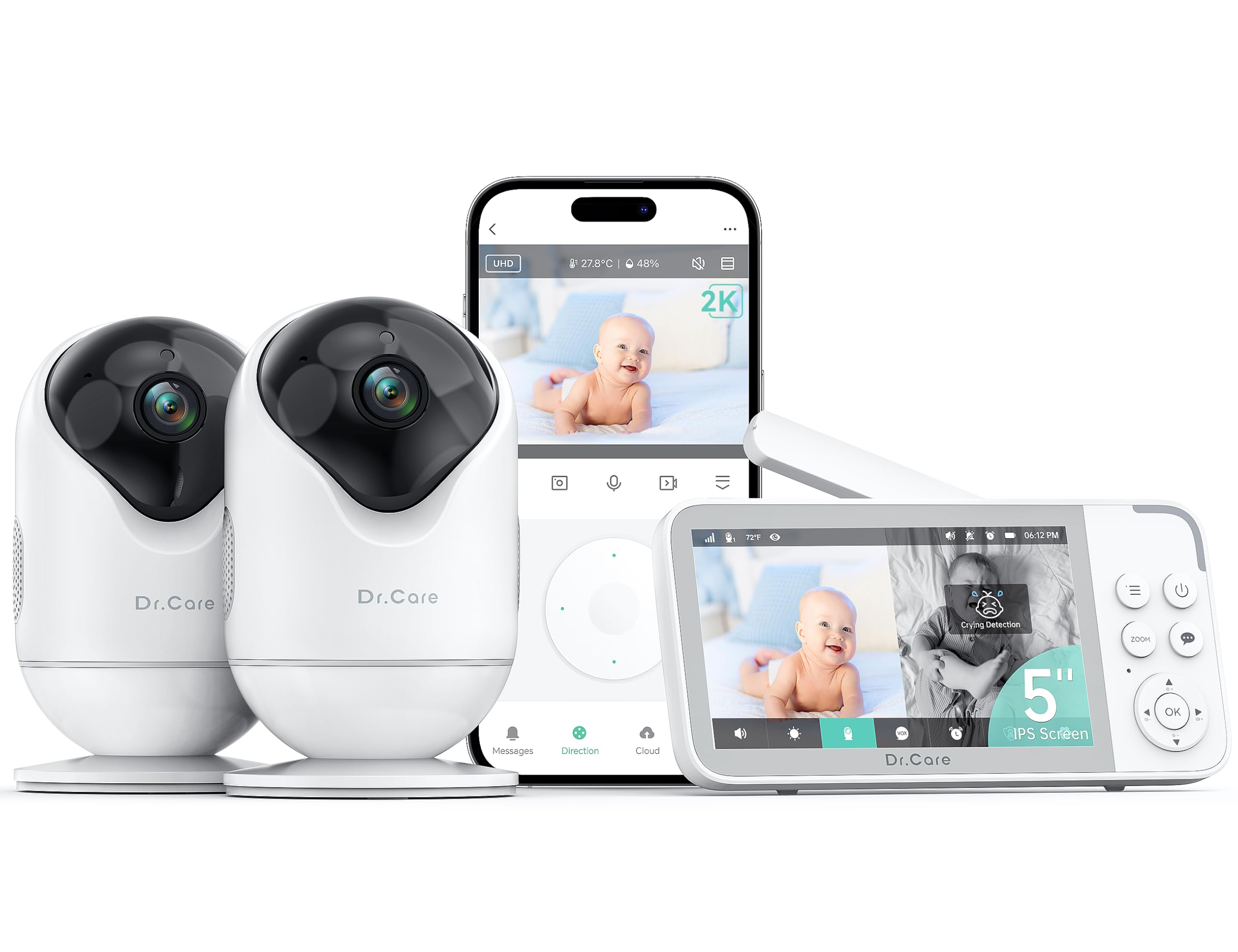 Dr.Care VistaView Smart WLAN Babyphone 2 Kameras 🌟 1080P HD, 2K/3MP Kamera 📹 App-Steuerung 📱 Angebot bei HelloDeals