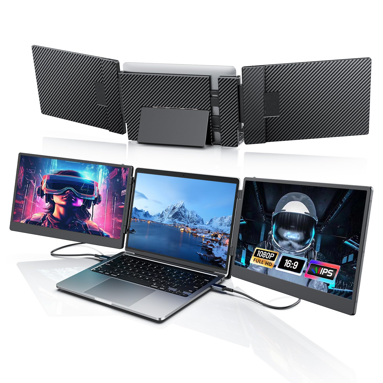 Tragbarer Monitor für Laptop, 14’’ Triple Laptop Screen Extender 🚀 Angebot bei HelloDeals