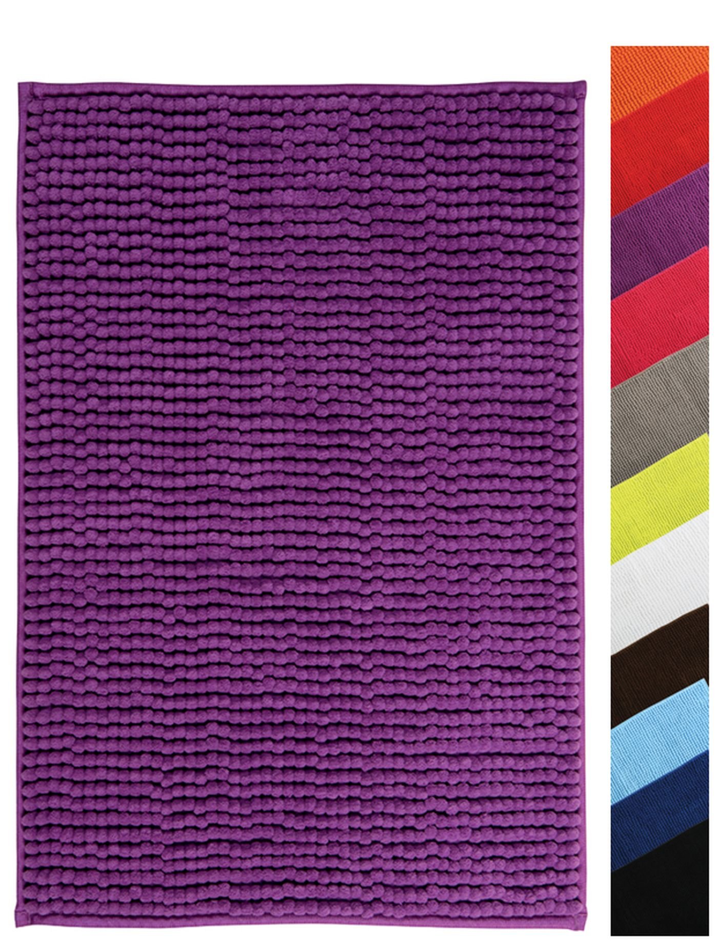 Chenille Hochflor Badematte 40x60 cm - Violett/Lila 🛁💜 Angebot bei HelloDeals