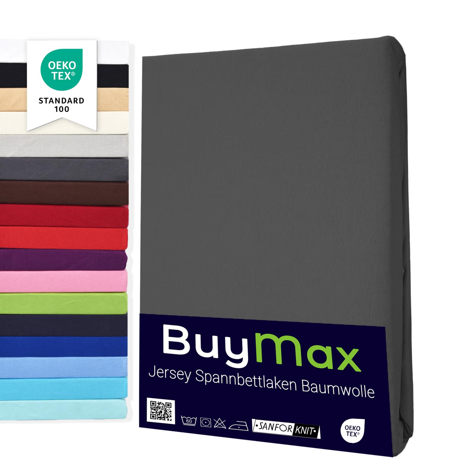 Buymax® Spannbettlaken 100x200cm Anthrazit 🛏️ Angebot bei HelloDeals